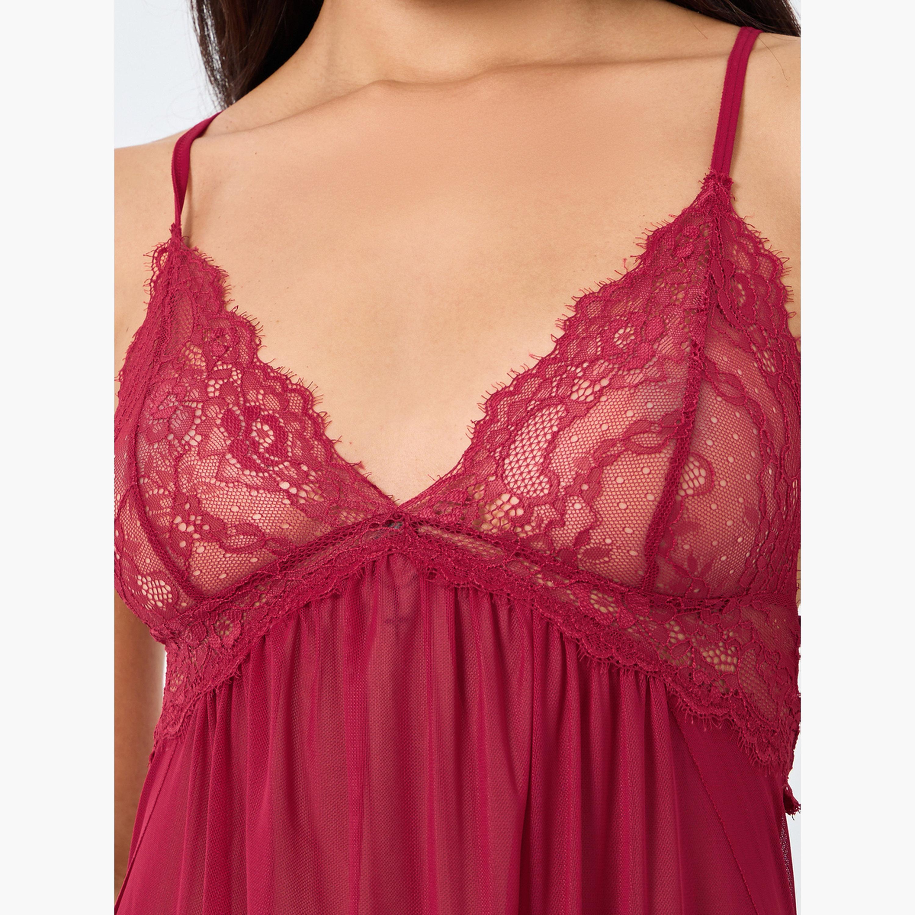 تيك تو - فستان شبكي من الدانتيل-women-clothing-lingerie-babydollsandbodysuits-image-3