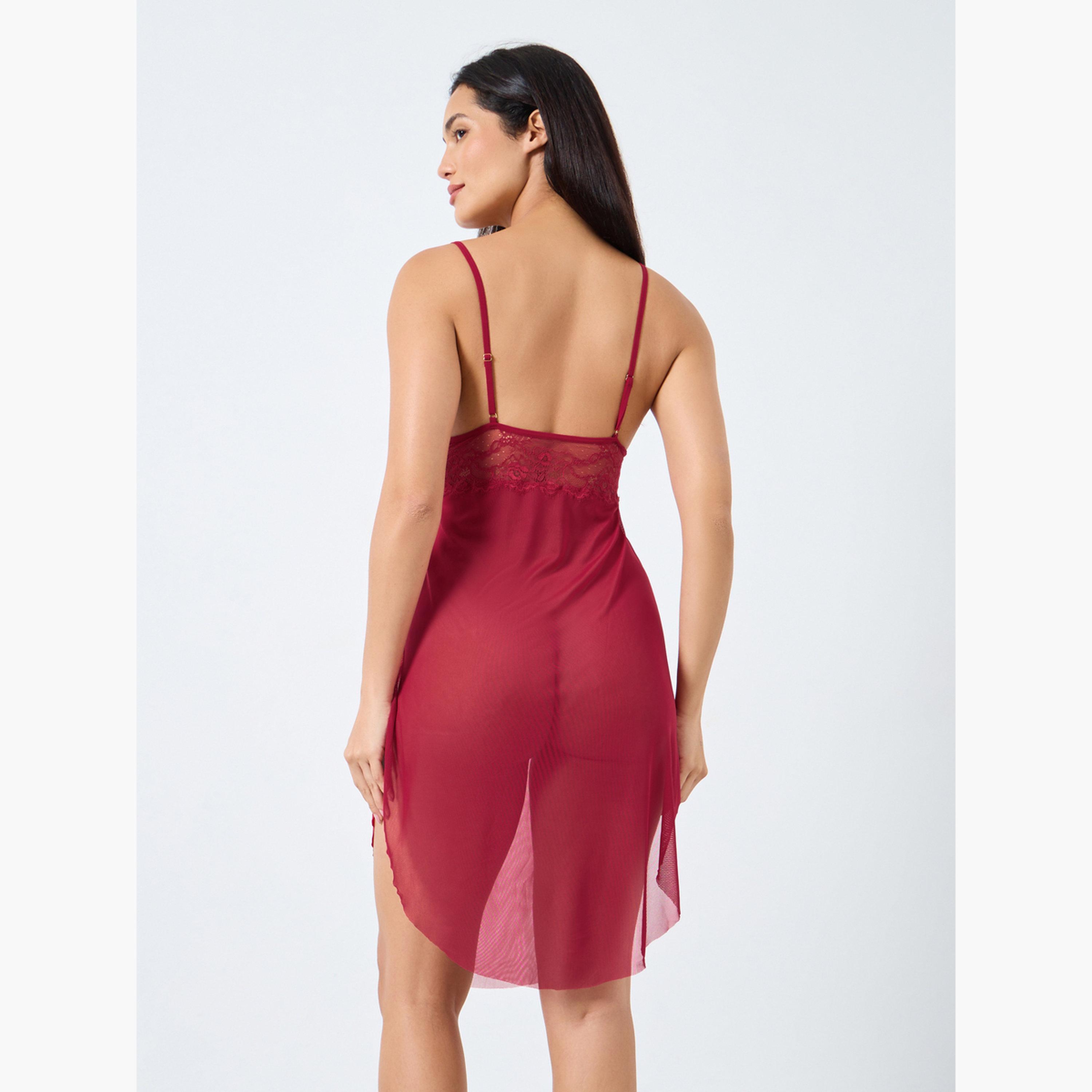 تيك تو - فستان شبكي من الدانتيل-women-clothing-lingerie-babydollsandbodysuits-image-4