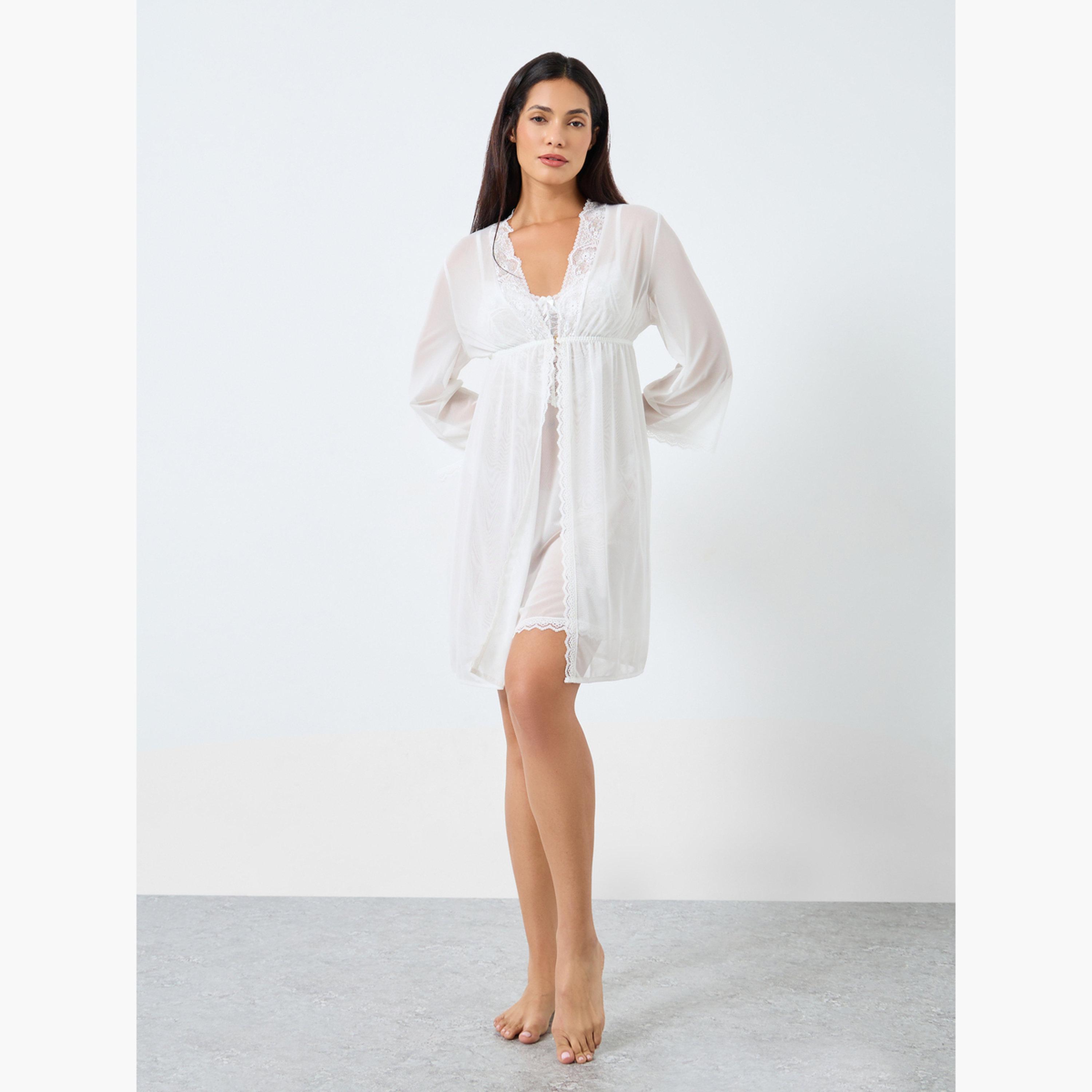 تيك تو - طقم فستان وروب من الدانتيل الشبكي-women-clothing-lingerie-lingeriesets-image-2