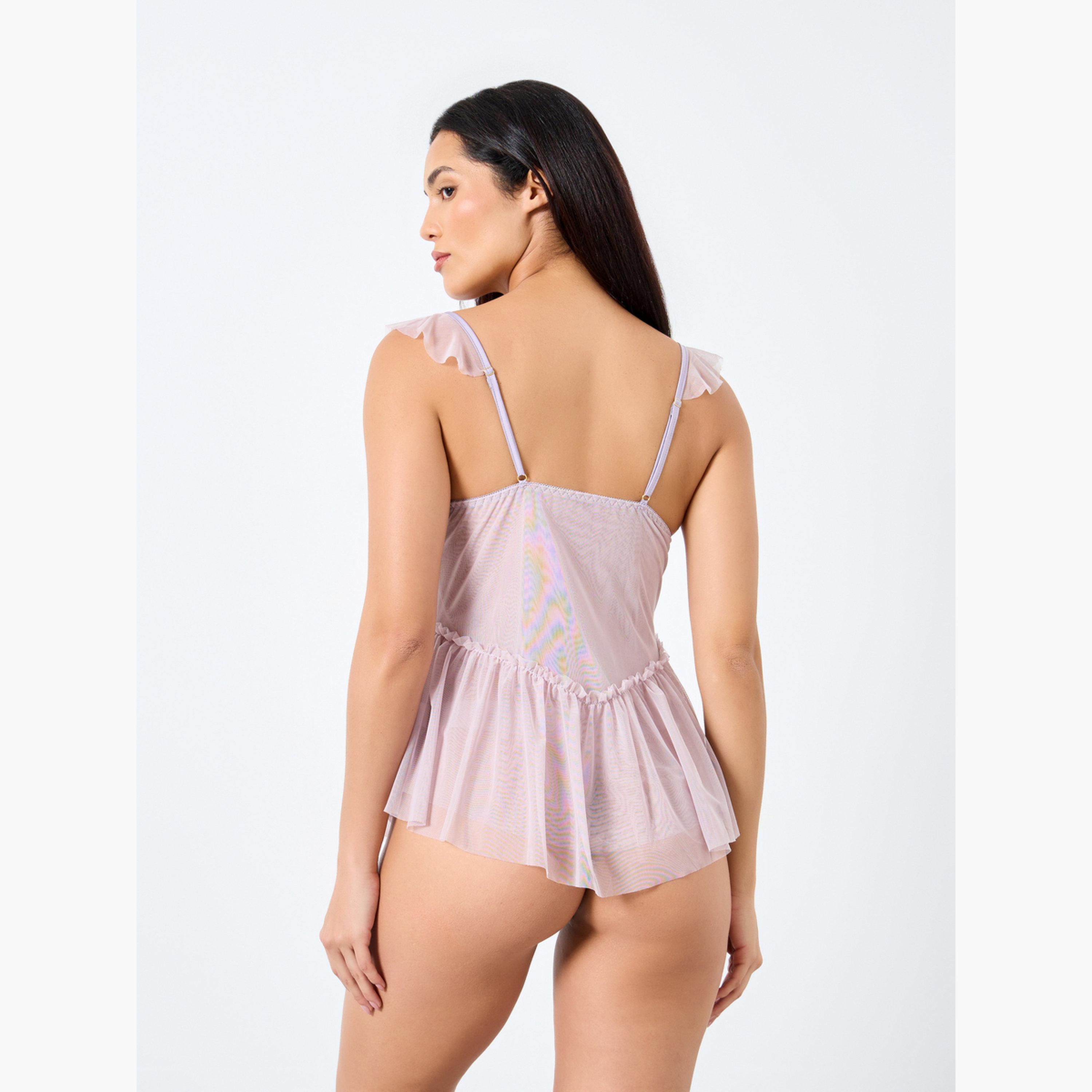 Take Two Butterfly Front Ruffle Hem Mesh Teddy-women-clothing-lingerie-babydollsandbodysuits-image-4