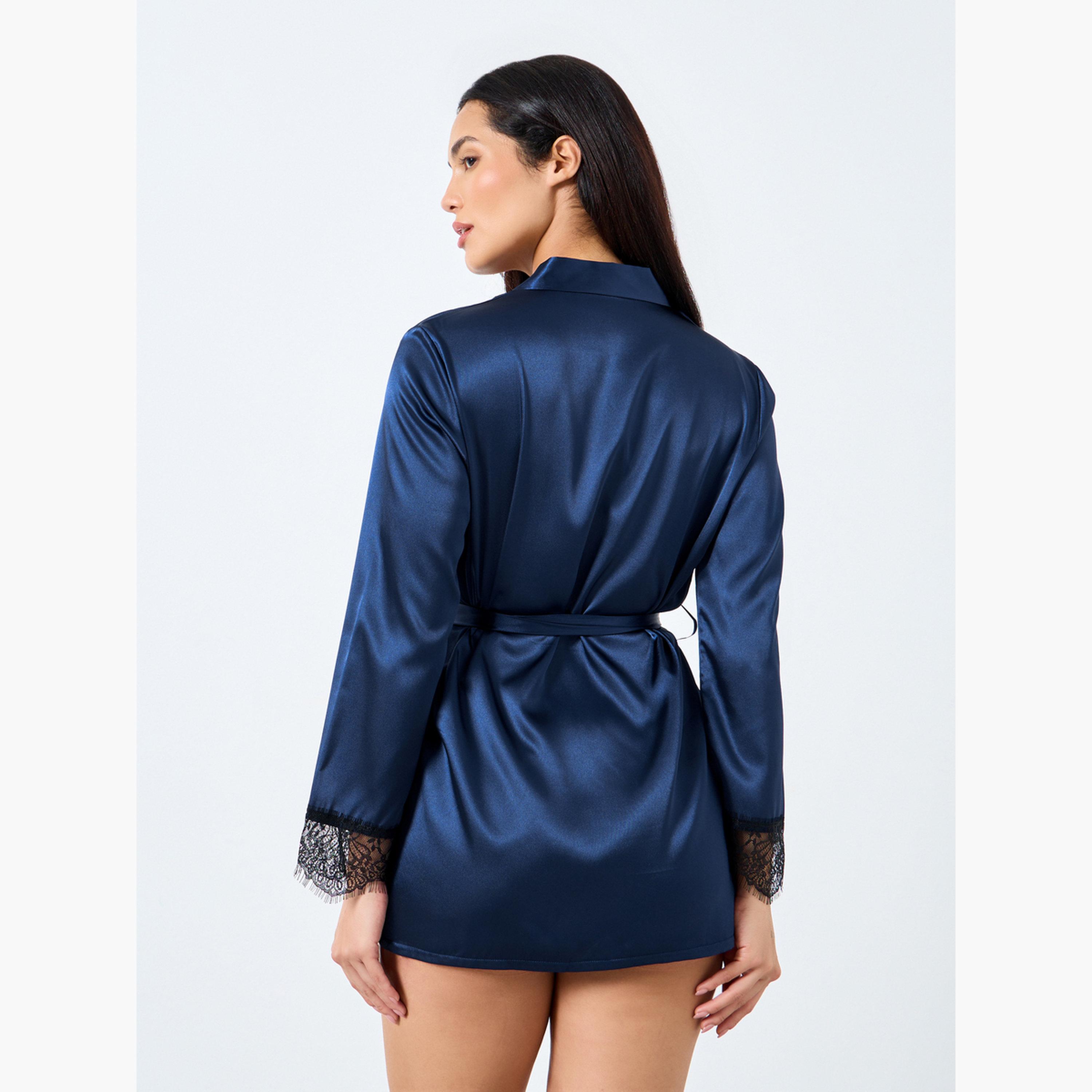 Take Two Satin Belted Robe with Lace Insert-women-clothing-nightwear-robes-image-3