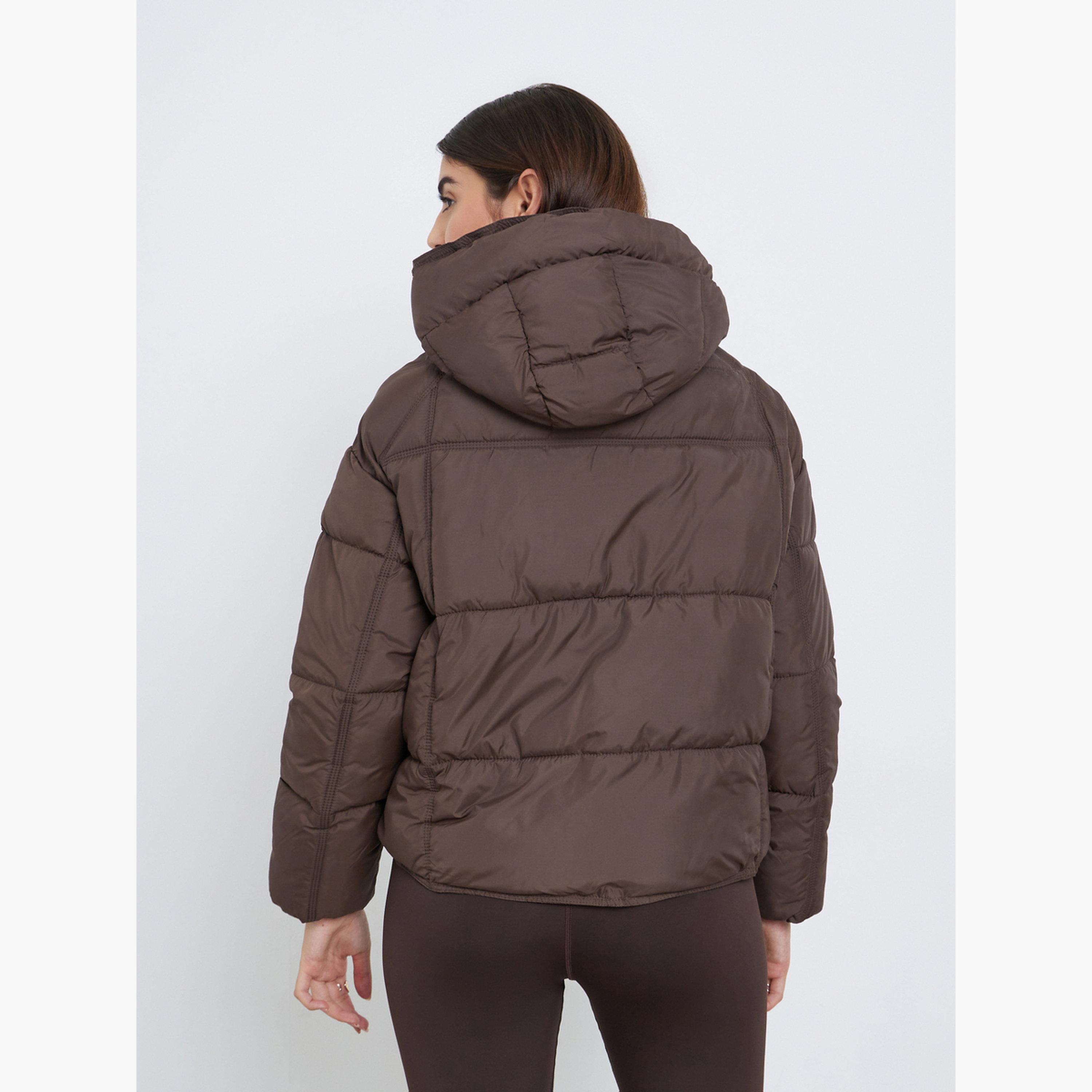 ستايلي - معطف بني مبطن بغطاء للرأس وقصّة عادية للنساء -women-winterwear-coatsandjackets-jackets-image-5
