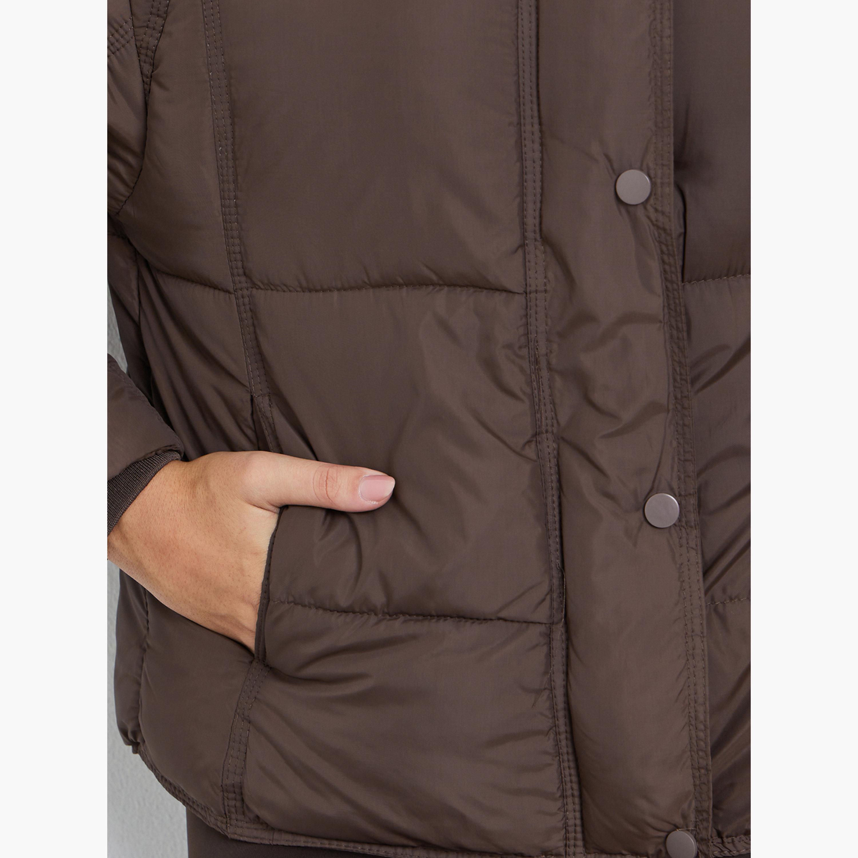 ستايلي - معطف بني مبطن بغطاء للرأس وقصّة عادية للنساء -women-winterwear-coatsandjackets-jackets-image-6