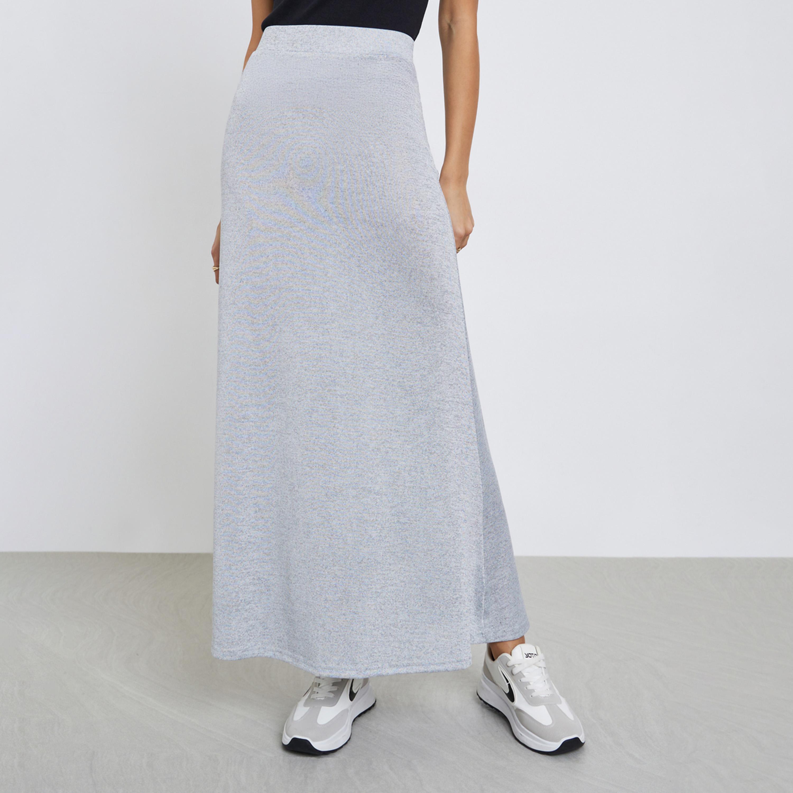ستايلي - تنورة رمادية متوسطة الطول بتصميم A-women-clothing-bottoms-skirts-image-1