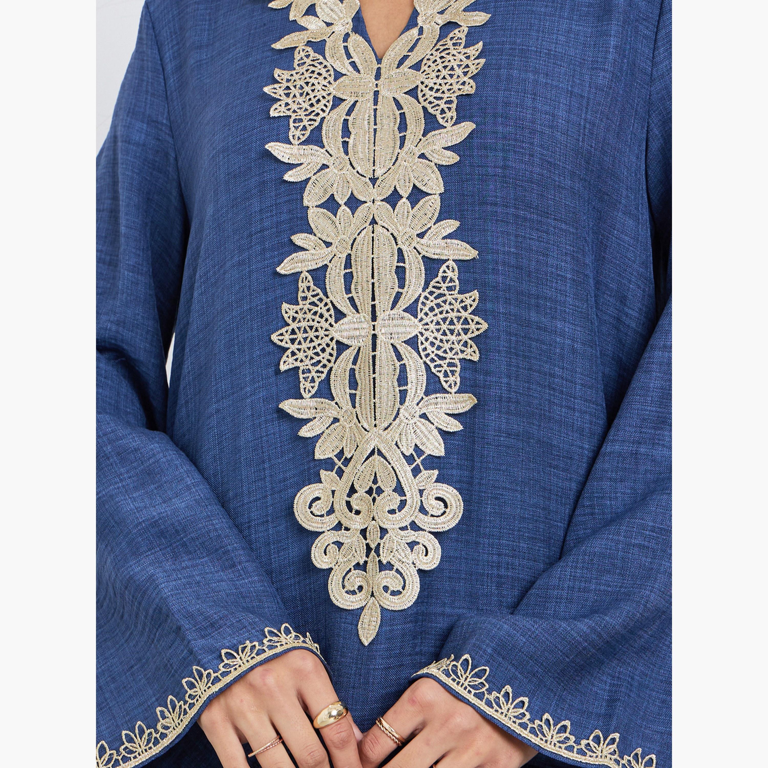 أميرة x ستايلي جلابية بتفاصيل دانتيل أمامية-women-arabicclothing-jalabiyas-image-4