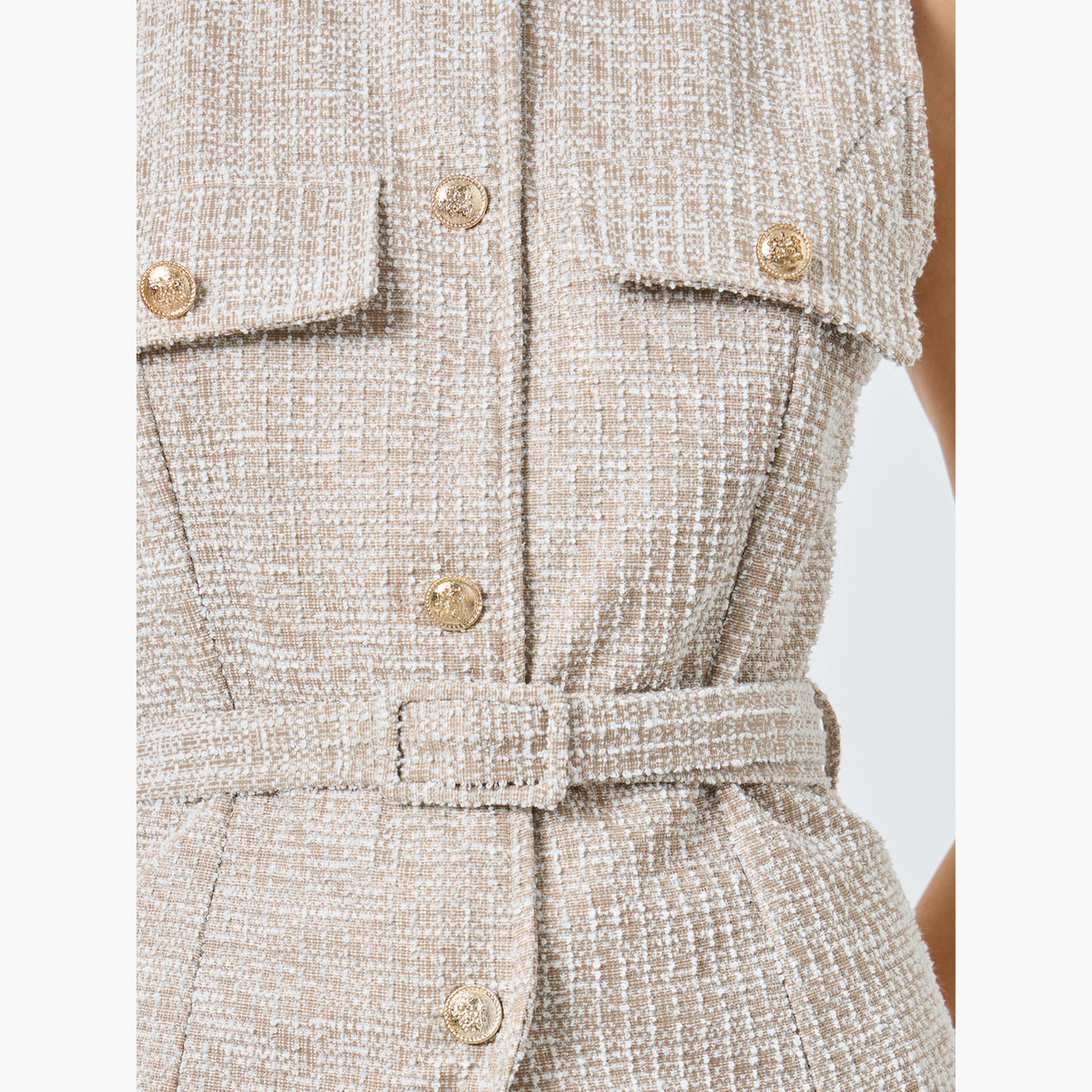 ستايلي - سترة من التويد البيج بحزام وتفاصيل قلابة-women-clothing-shirtsandblouses-blouses-image-3