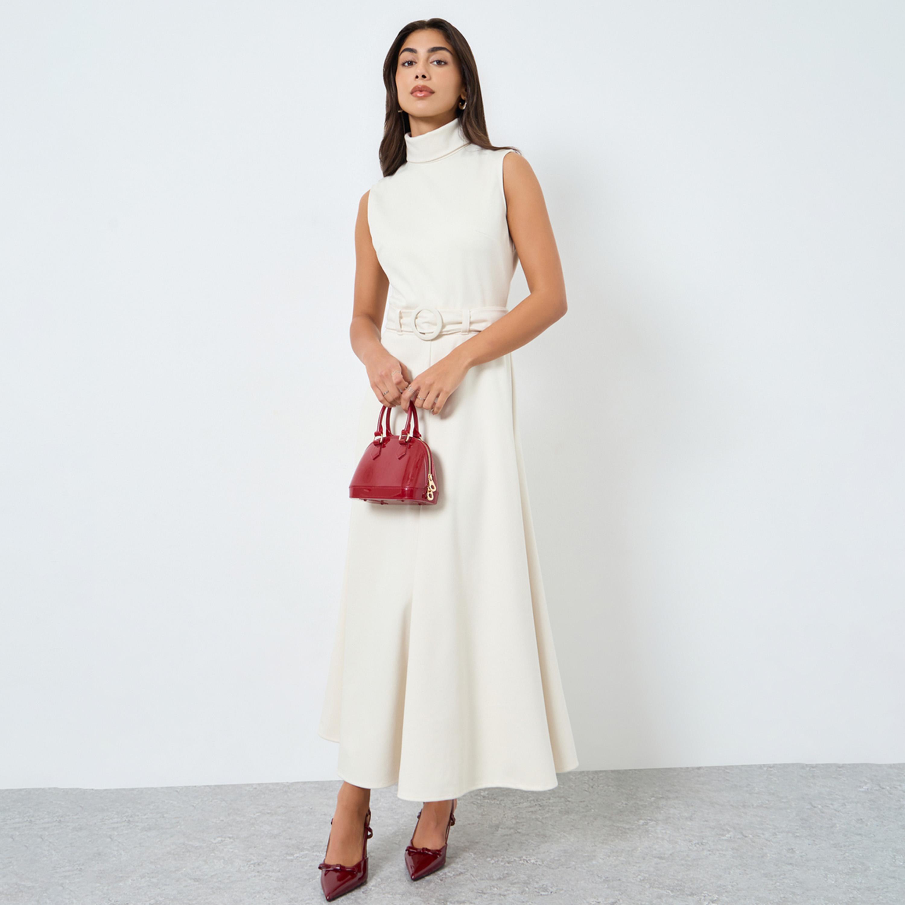 Styli Cream Sleeveless A-Line Maxi Dress-women-clothing-dresses-image-1
