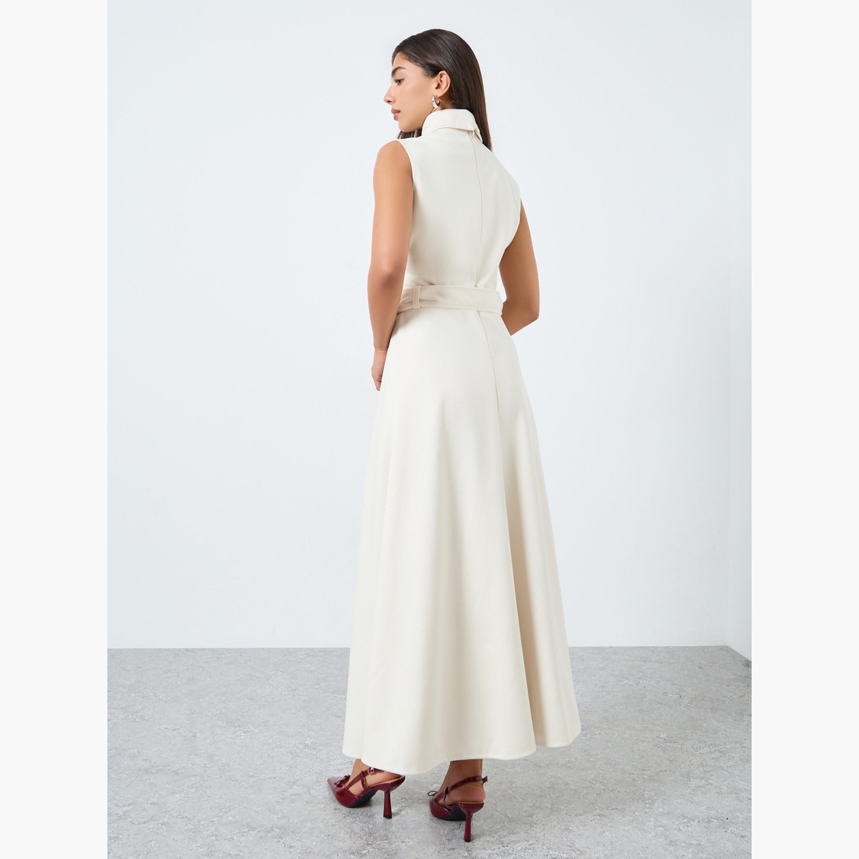 Styli Cream Sleeveless A-Line Maxi Dress-women-clothing-dresses-image-5