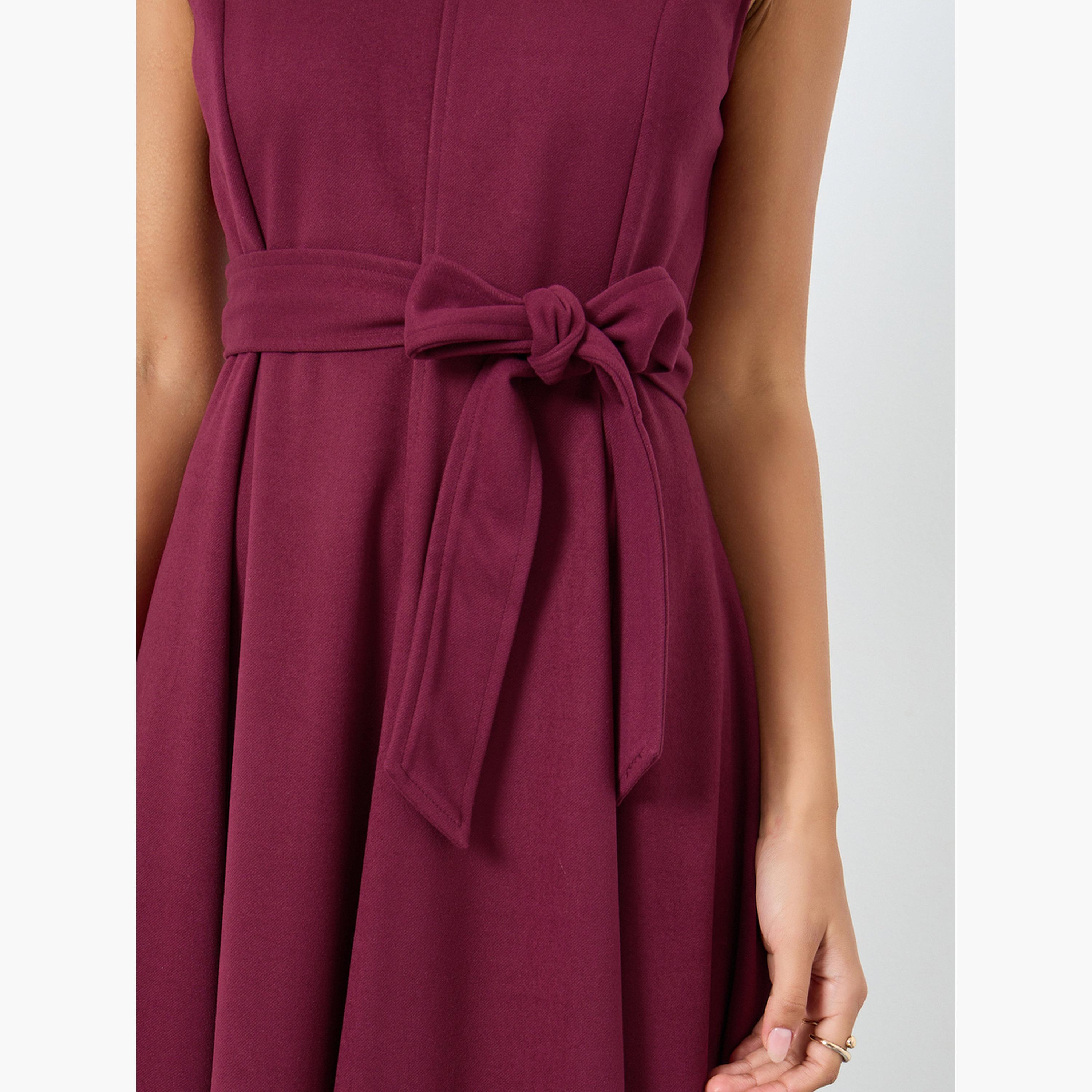 Styli Maroon Sleeveless A-Line Maxi Dress-women-clothing-dresses-image-4