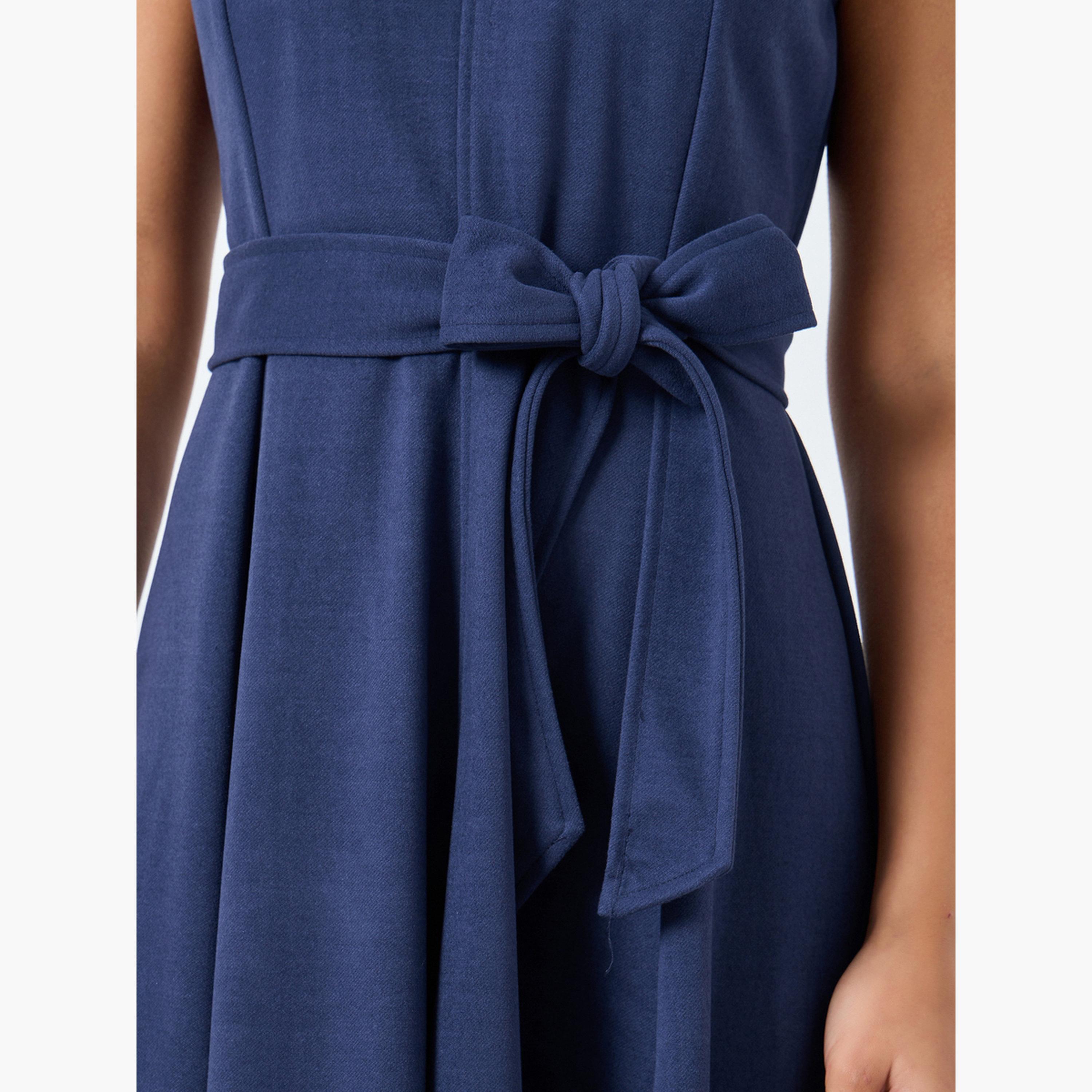 Styli Navy Blue Sleeveless A-Line Maxi Dress-women-clothing-dresses-image-4