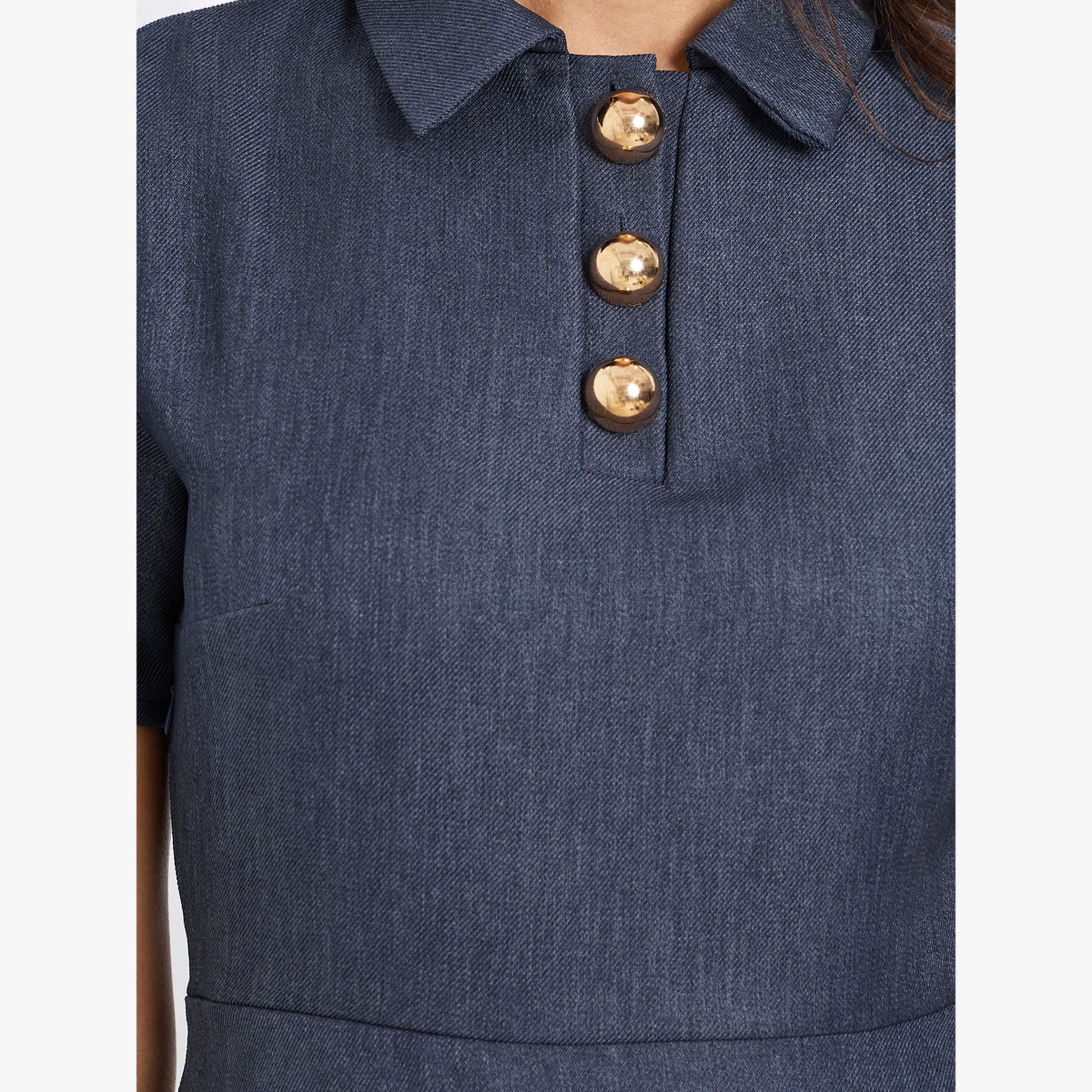 Styli Navy A-Line Maxi Dress with Short Sleeves-women-clothing-dresses-image-4