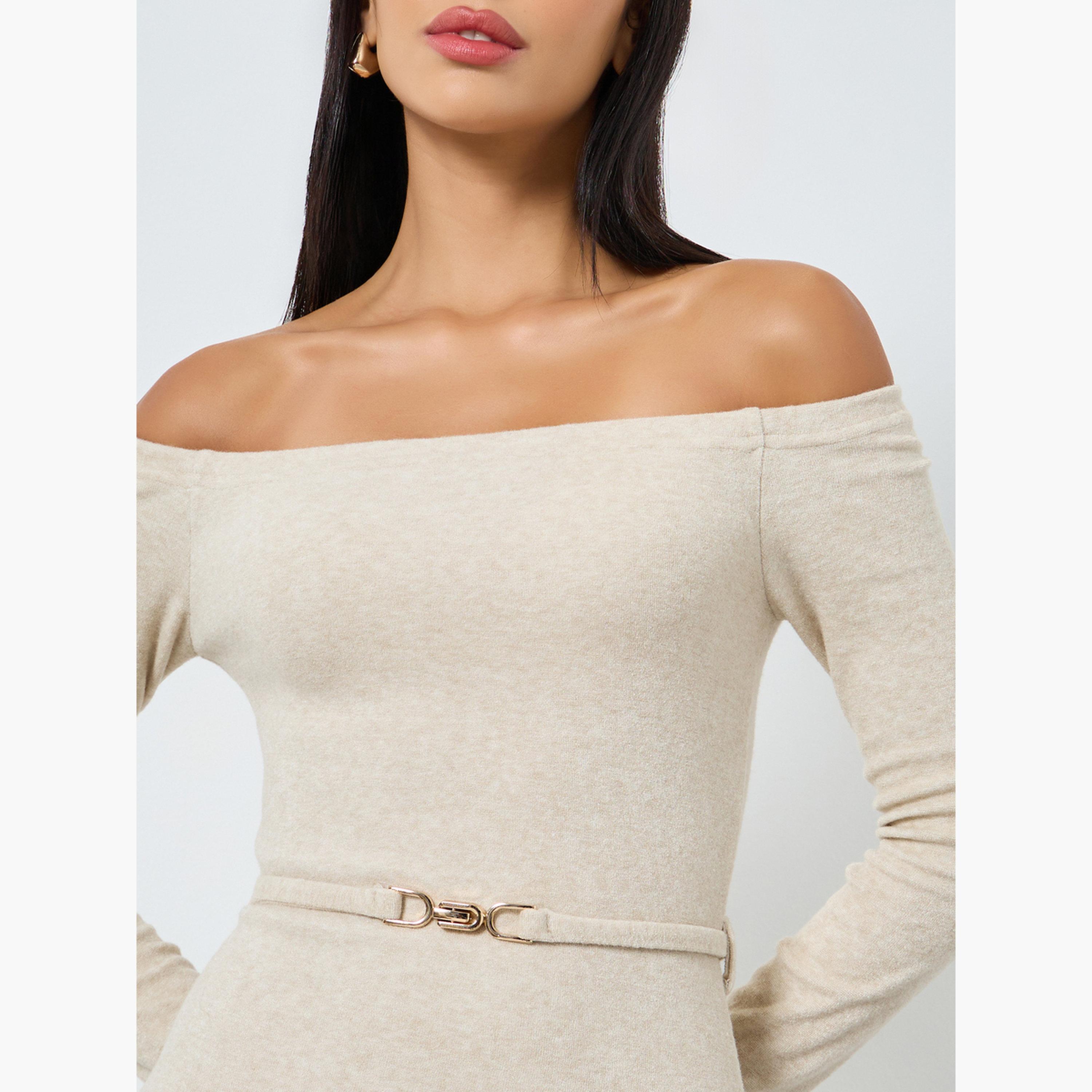 Styli Women Beige Long Sleeve Maxi Sweater Dress-women-clothing-dresses-image-4