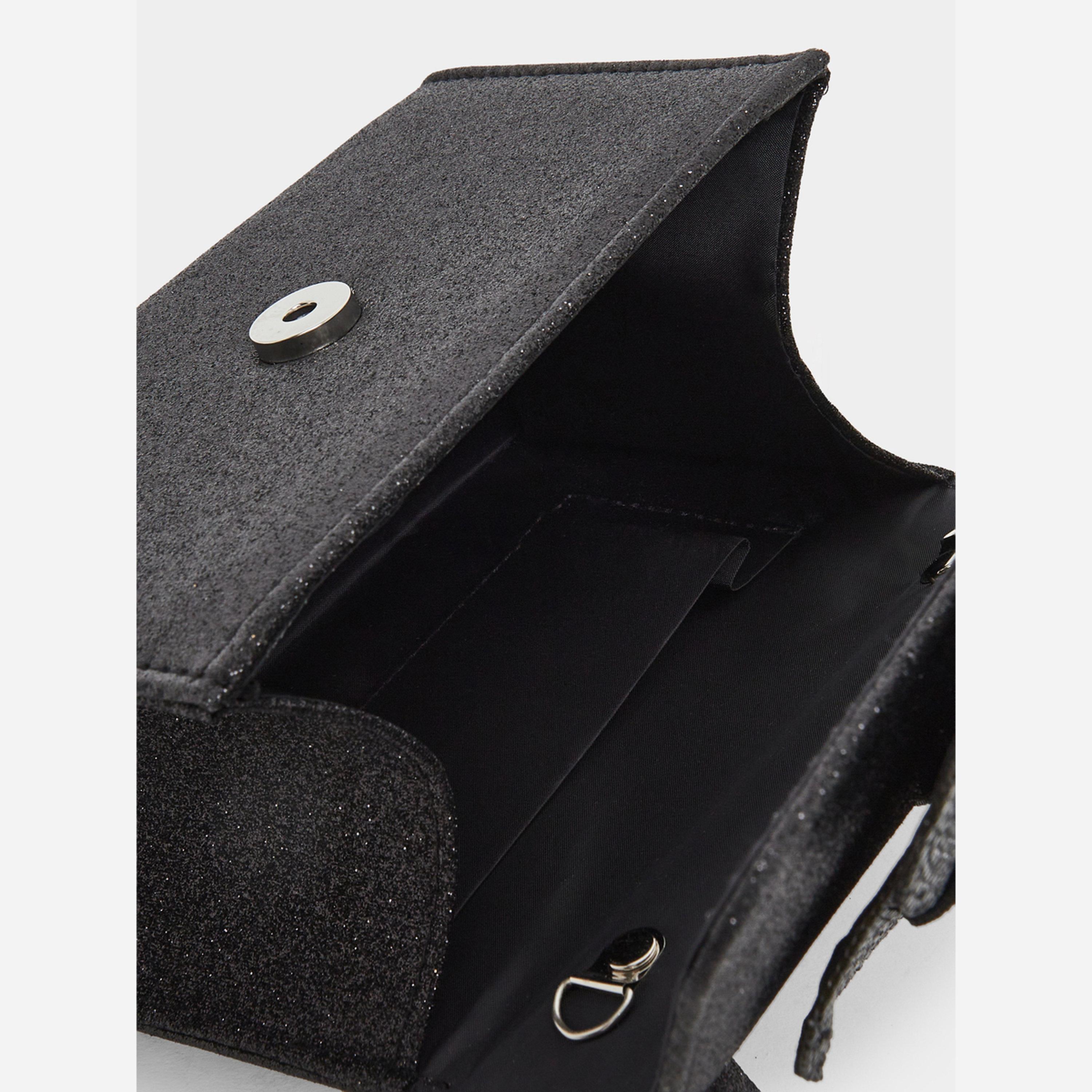 Styli Black Floral Embellished Satchel Bag-women-bagsandwallets-handbags-image-3