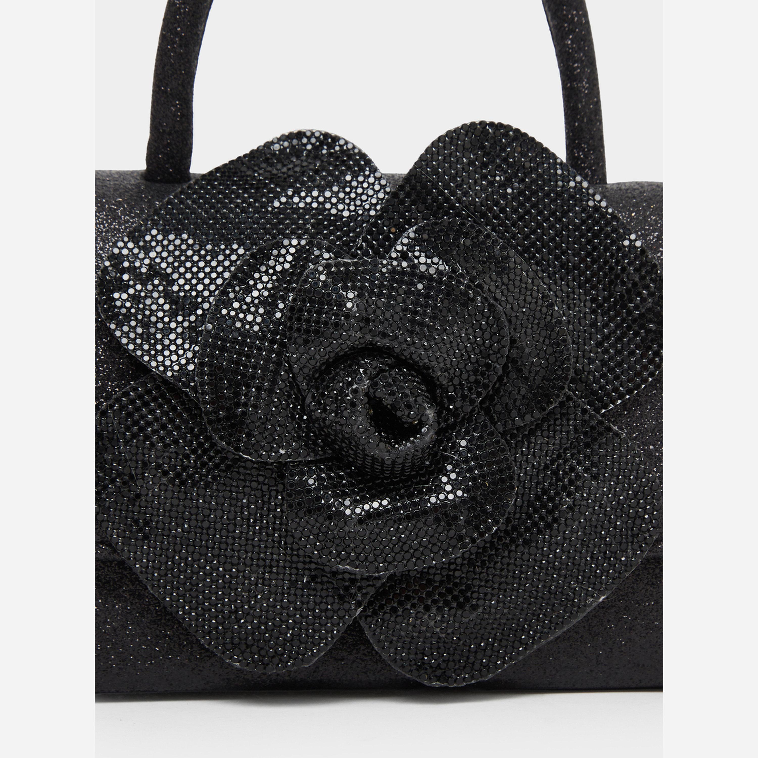 Styli Black Floral Embellished Satchel Bag-women-bagsandwallets-handbags-image-4