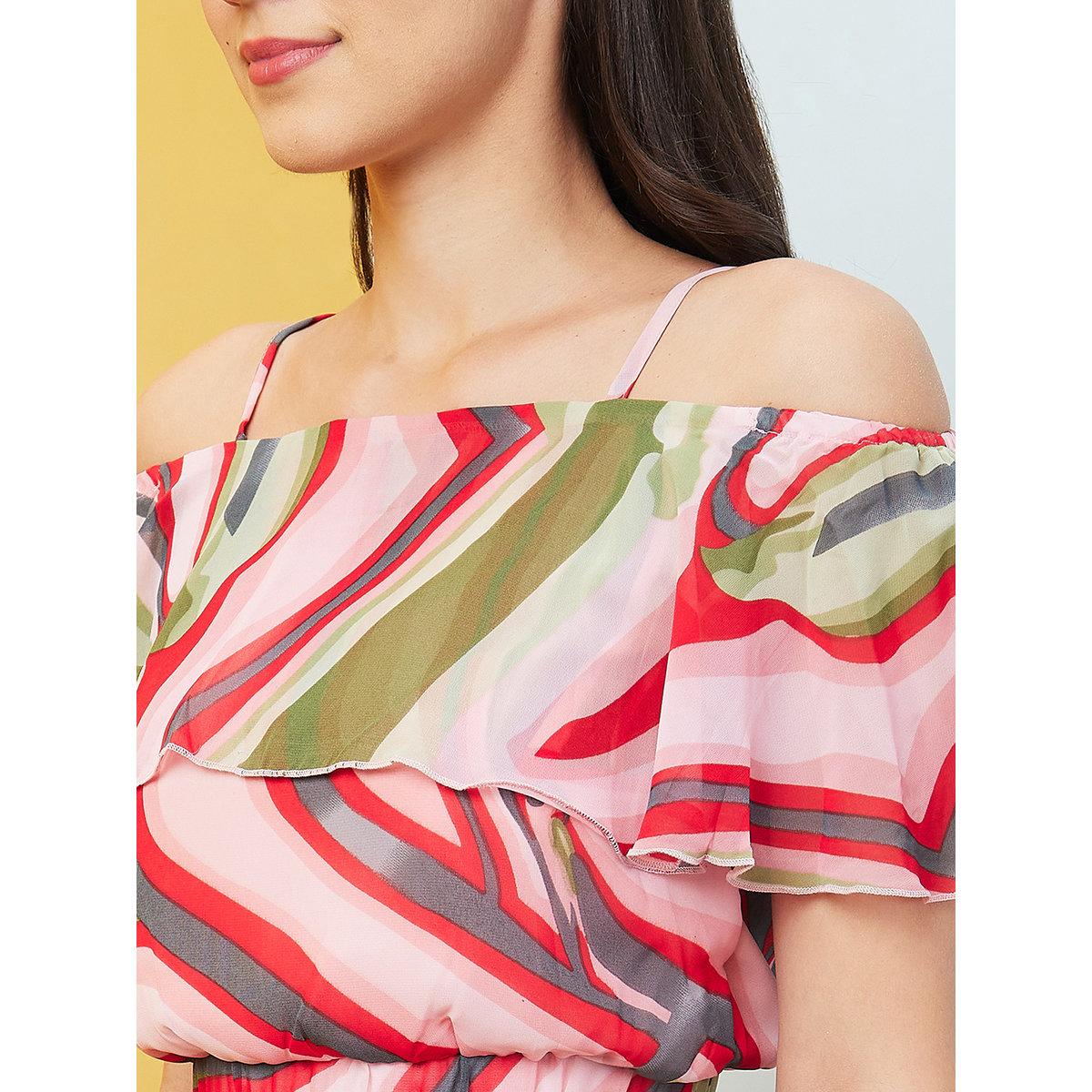 Globus X Styli Multi Off-Shoulder Crop Top and Skirt Co-Ords-women-clothing-coordsets-image-4