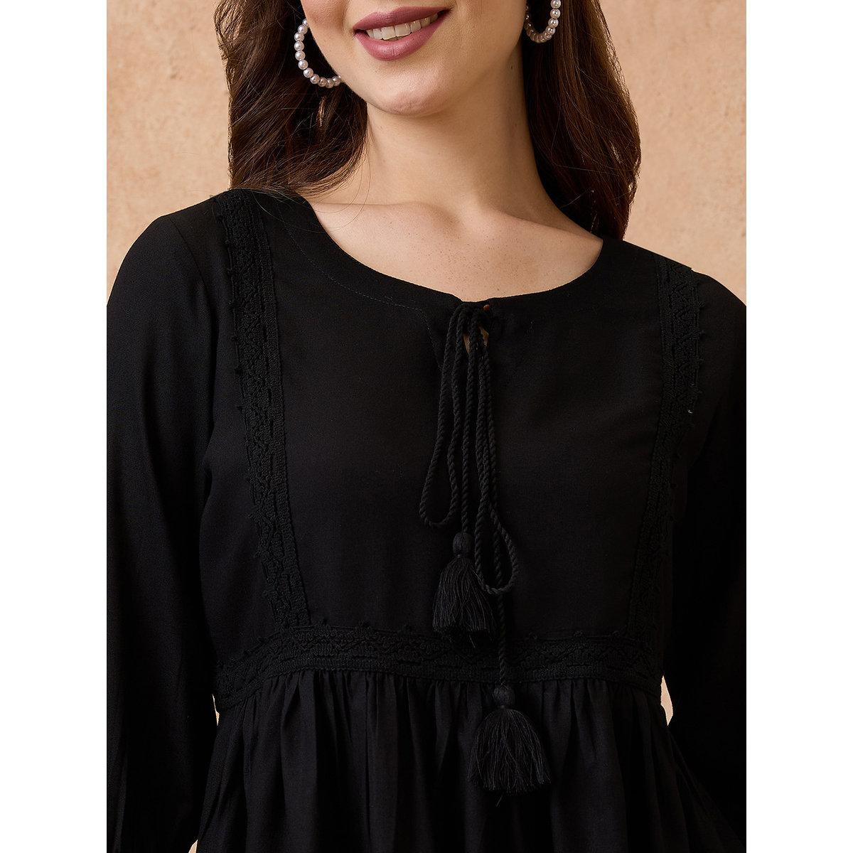 Globus X Styli Black Lace Insert Peplum Top and Trousers Workwear Co-Ords-women-clothing-coordsets-image-4