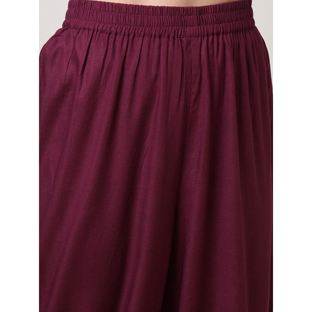 Globus X Styli Maroon Embroidered Yoke Tunic and Afghani Pants Fusion Co-Ords-women-clothing-coordsets-image-5