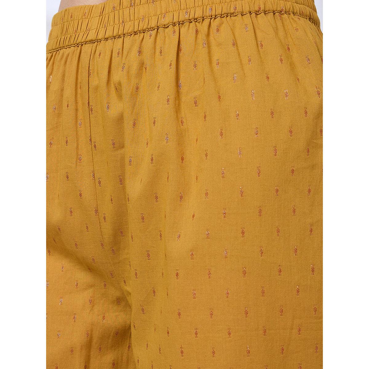 Globus X Styli Yellow Lurex Detail Pattern Tunic and Pants Workwear Co-Ords-women-clothing-coordsets-image-5