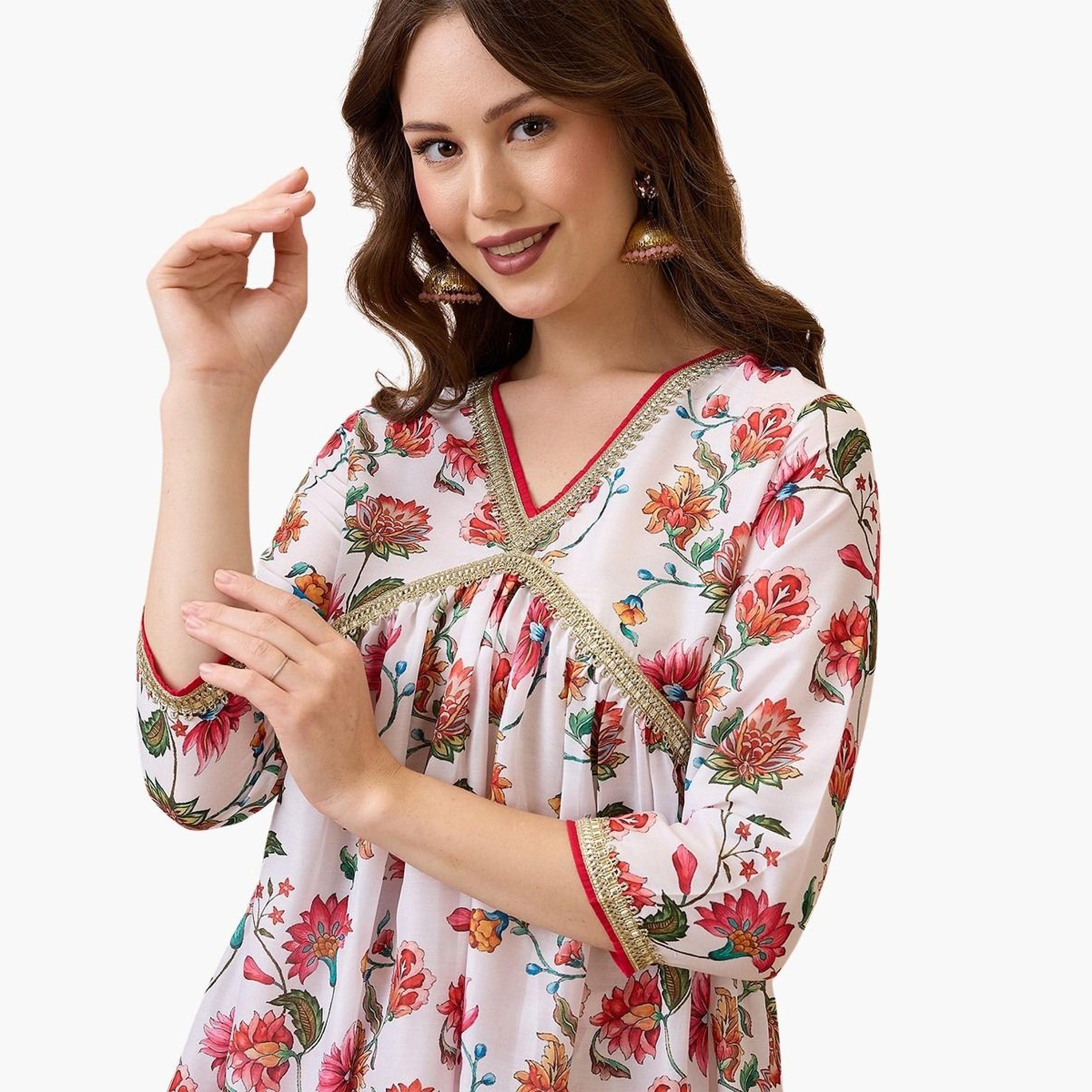 غلوبوس - طقم تونيك وبنطال غوتا باتي أبيض مورّد مناسب للاحتفالات-women-clothing-coordsets-image-4