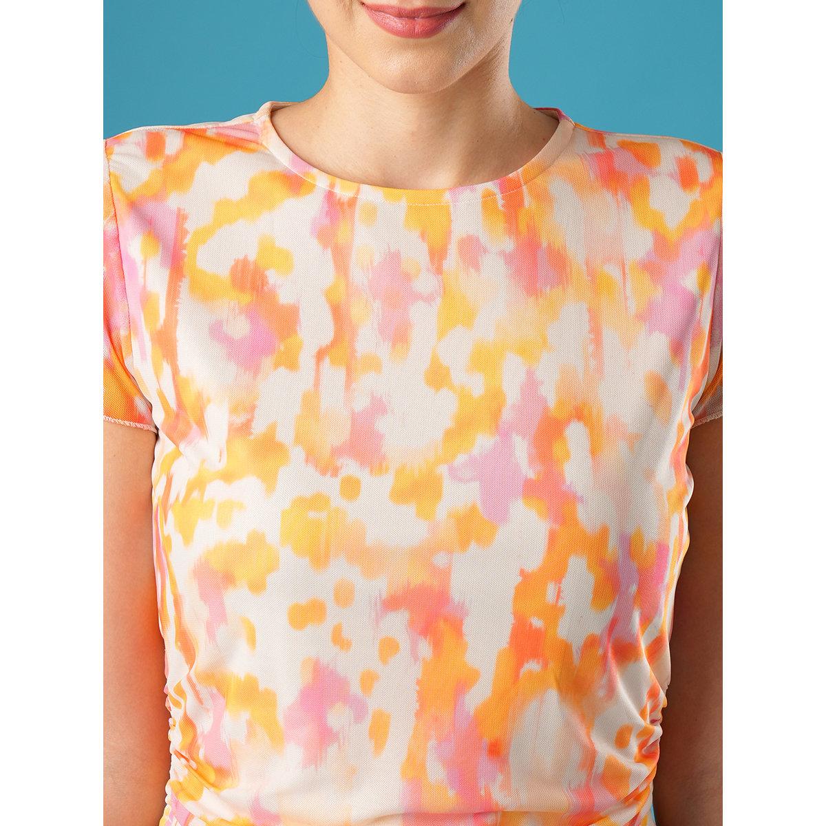 طقم منسق من تنورة وبلوزة بتفاصيل مزمومة-women-clothing-coordsets-image-4
