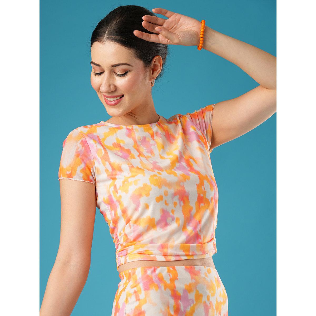 Globus X Styli Multi Printed Side Ruched Top and Skirt Co-Ords-women-clothing-coordsets-image-6