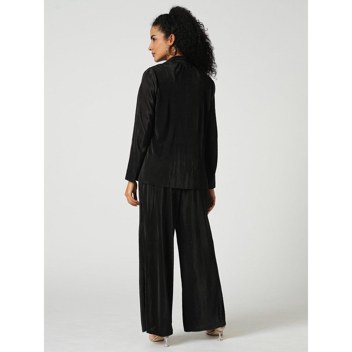 طقم منسق من بنطال وبلوزة بليسيه-women-clothing-coordsets-image-3