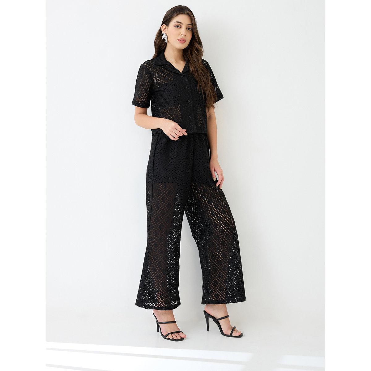طقم منسق من بنطال بقصة أرجل واسعة وبلوزة محبوكة-women-clothing-coordsets-image-1