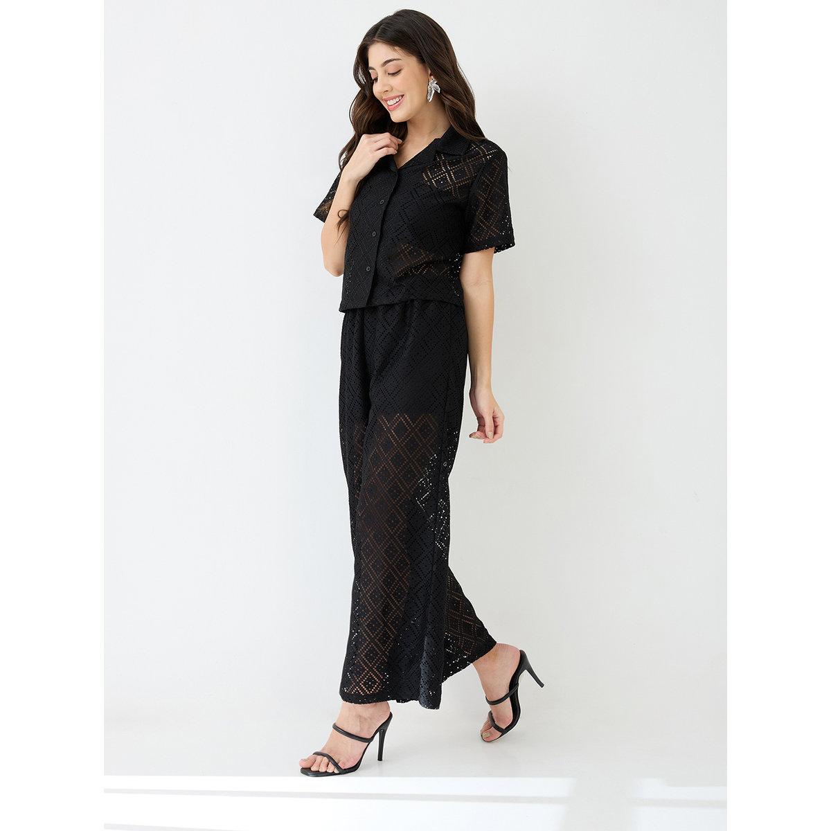 طقم منسق من بنطال بقصة أرجل واسعة وبلوزة محبوكة-women-clothing-coordsets-image-2