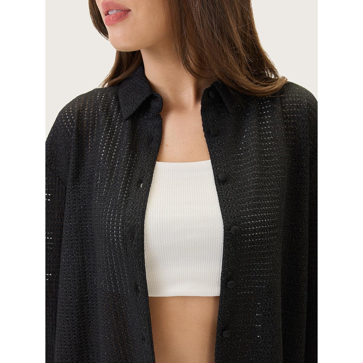 طقم منسق من شورت وبلوزة بتفاصيل بارزة الملمس-women-clothing-coordsets-image-4