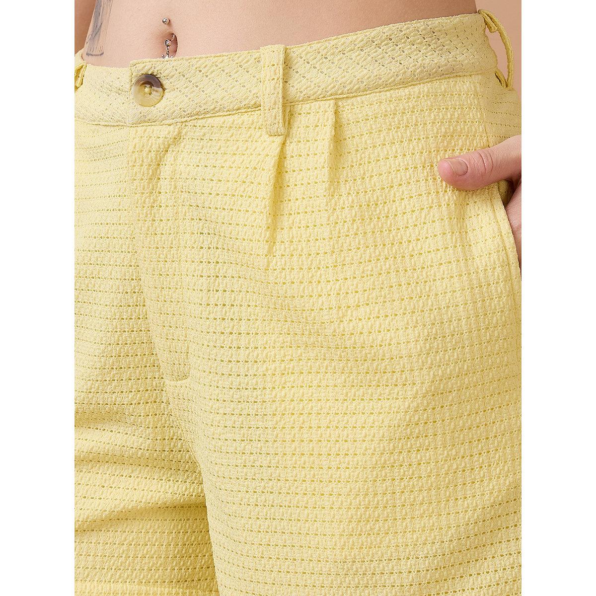 Globus X Styli Yellow Crochet Knit Shirt and Shorts Co-Ords-women-clothing-coordsets-image-5