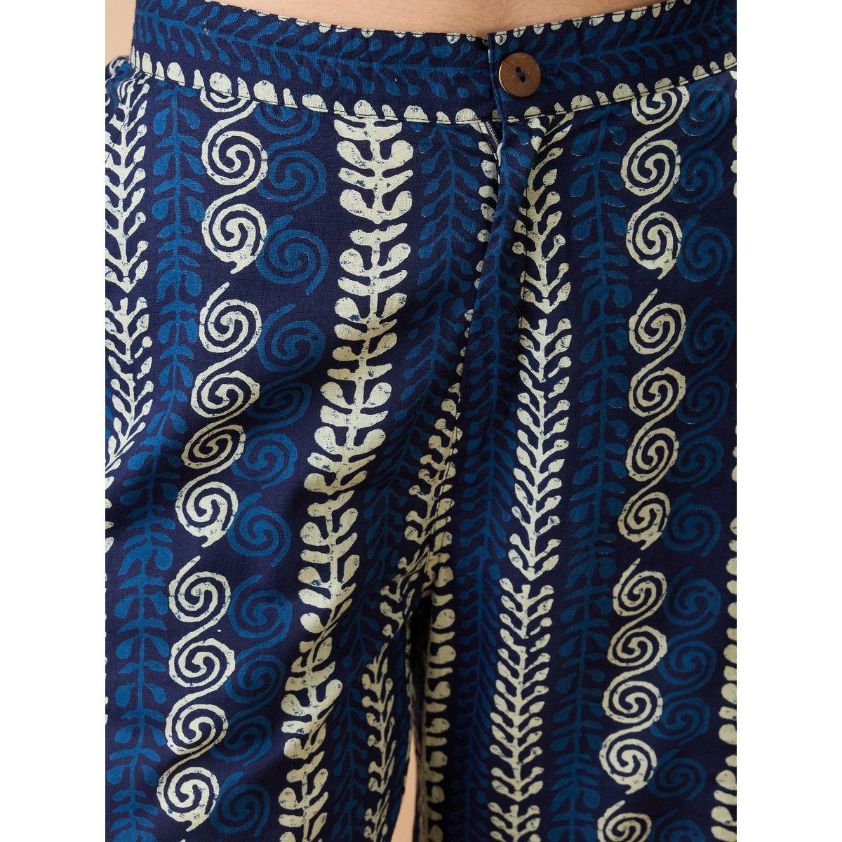 Globus X Styli Blue Ethnic Print Crop Shirt and Pants Co-Ords-women-clothing-coordsets-image-5