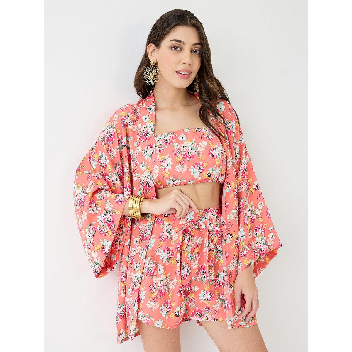طقم منسق من شورت وبلوزة مع جاكيت-women-clothing-coordsets-image-1