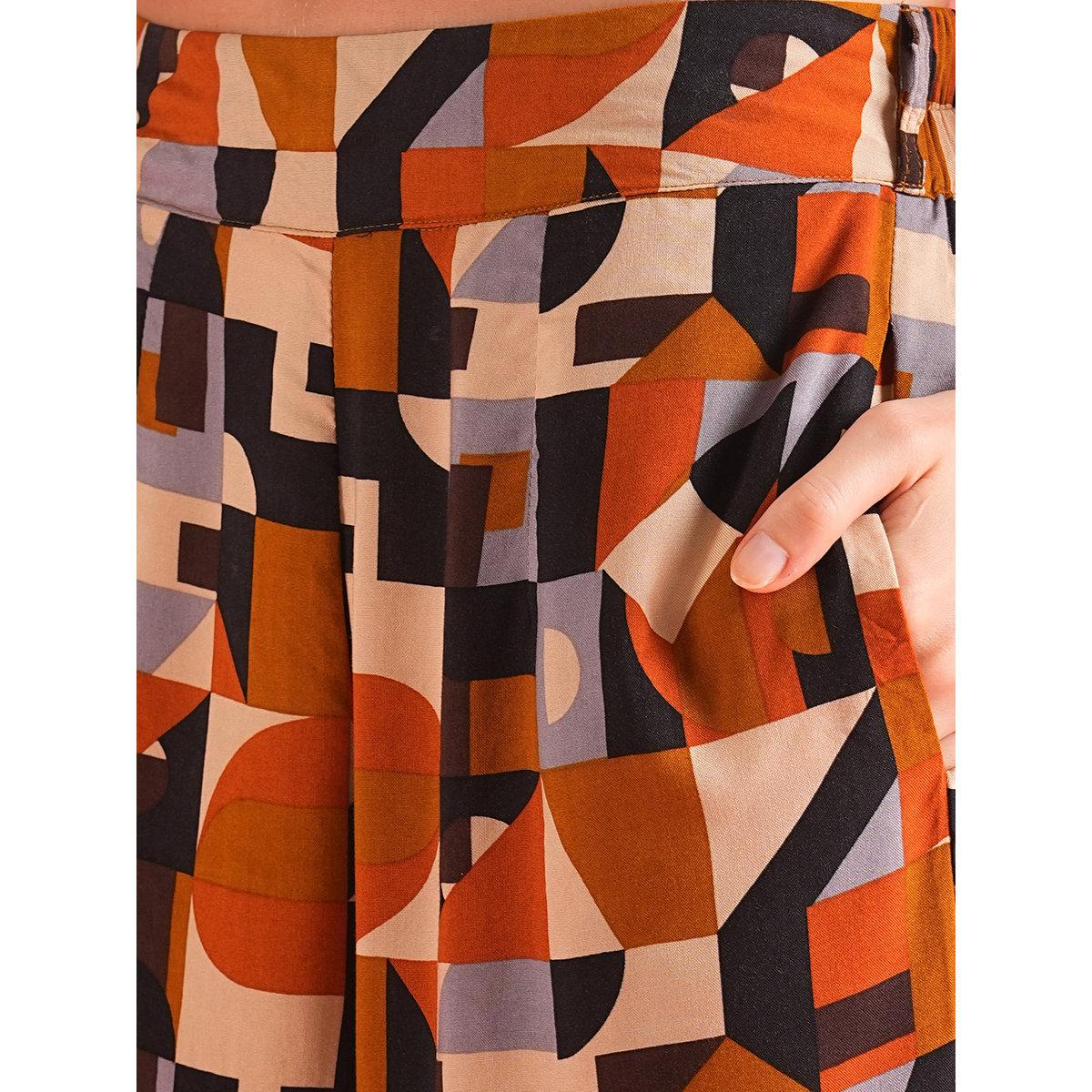 Globus X Styli Multi Abstract Wrap Top and Palazzos Co-Ords-women-clothing-coordsets-image-5