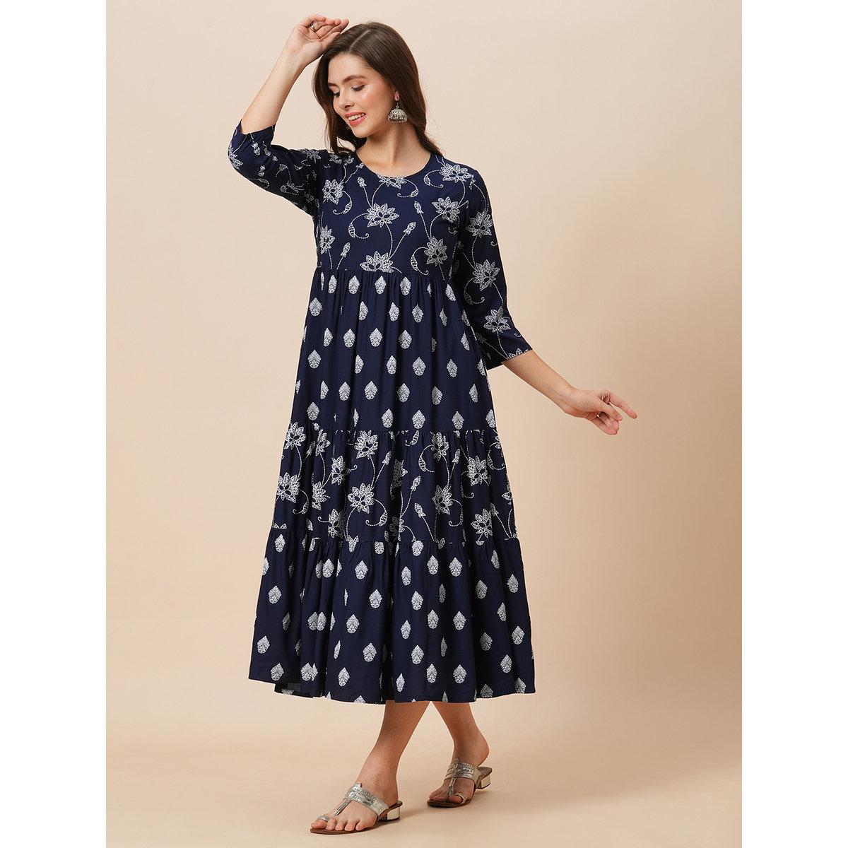 فستان ميدي بطبعة زهور-women-clothing-dresses-image-2
