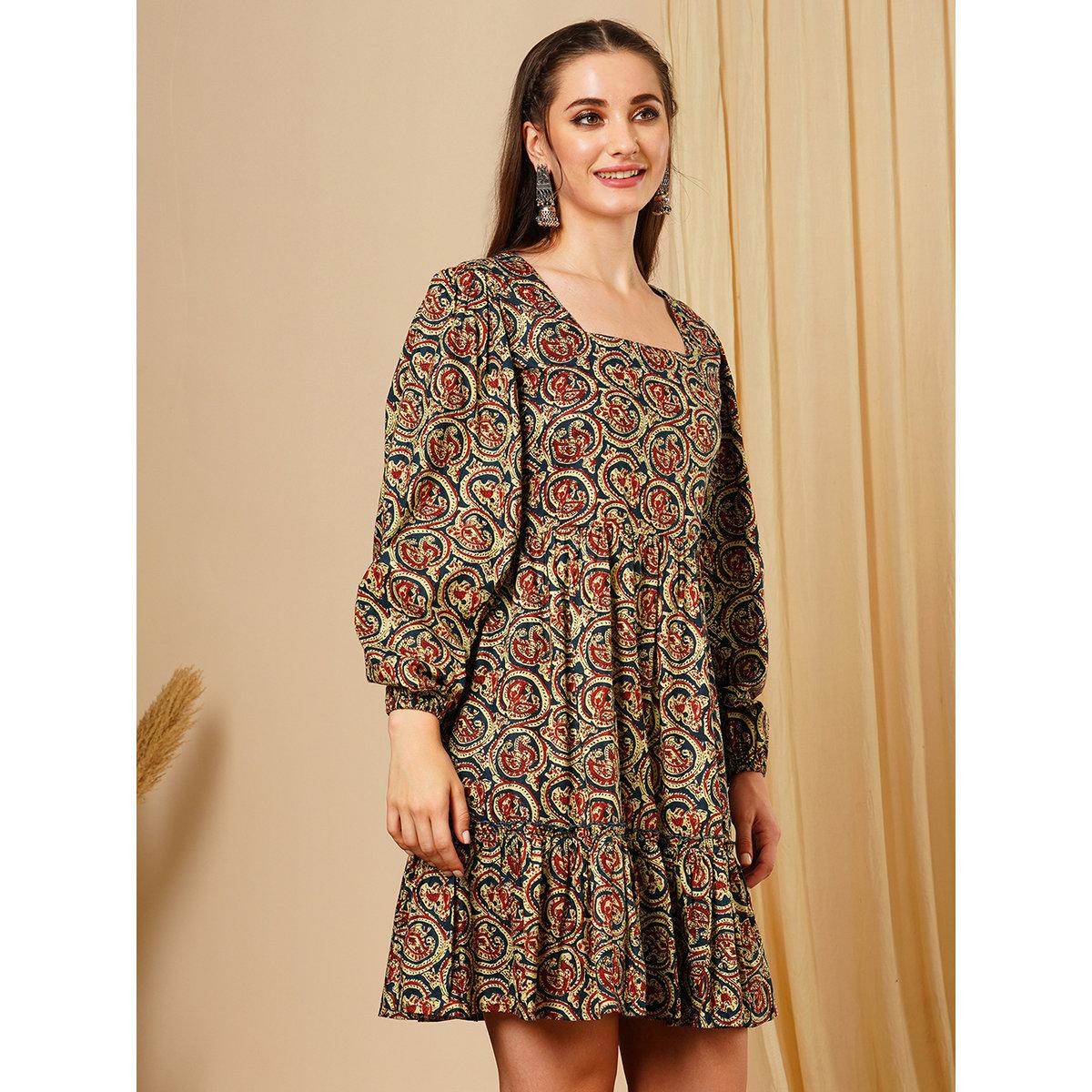 فستان قصير بياقة مربعة-women-clothing-dresses-image-2