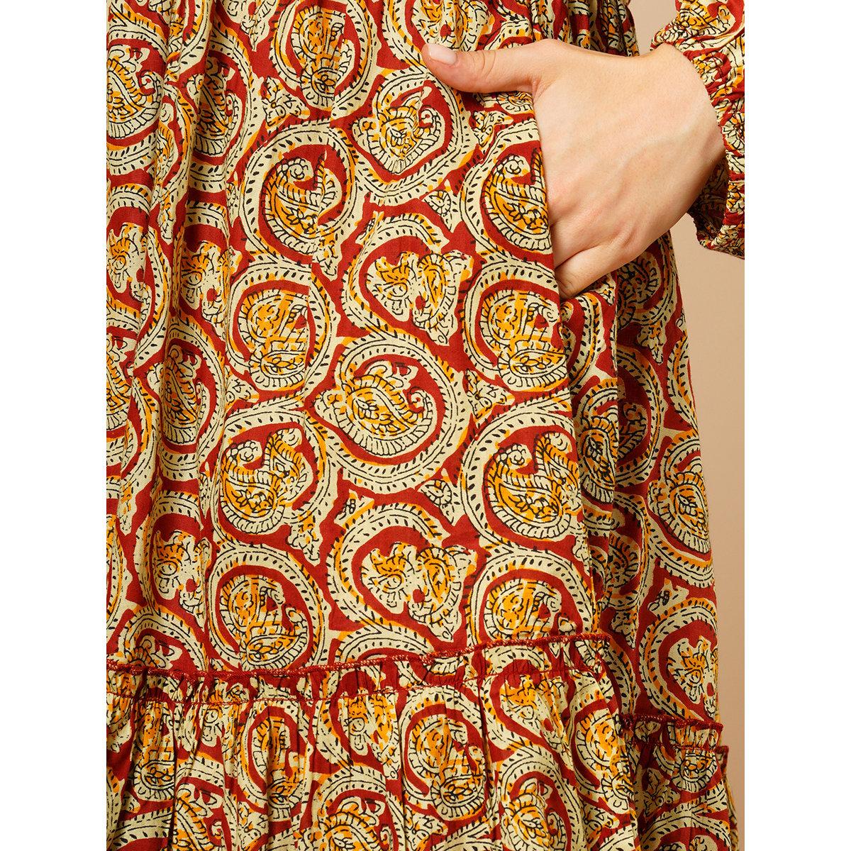 Globus X Styli Multi Square Neck Ethnic Motifs Fusion Mini Dress-women-clothing-dresses-image-5