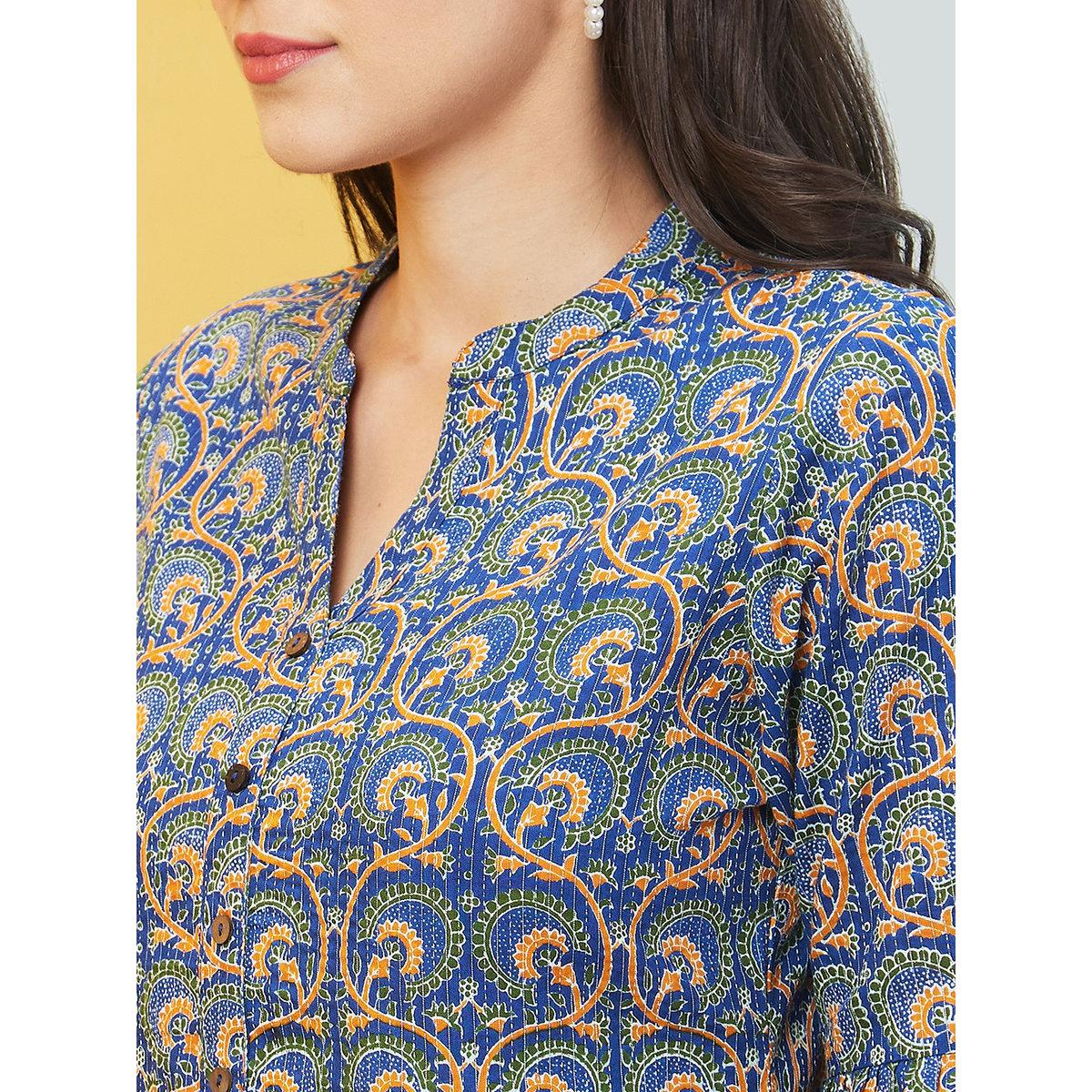 Globus X Styli Blue All Over Print Mini Dress-women-clothing-dresses-image-4