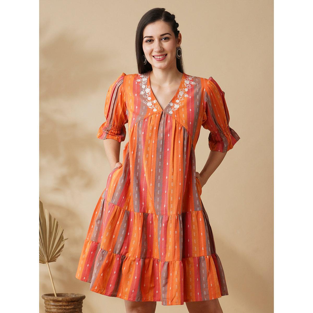 فستان مخطط بطول الركبة-women-clothing-dresses-image-1
