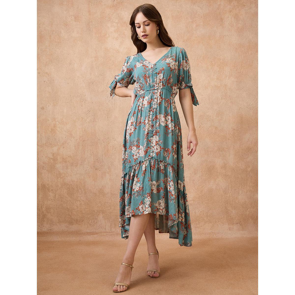 فستان ميدي بطبعة زهور-women-clothing-dresses-image-2