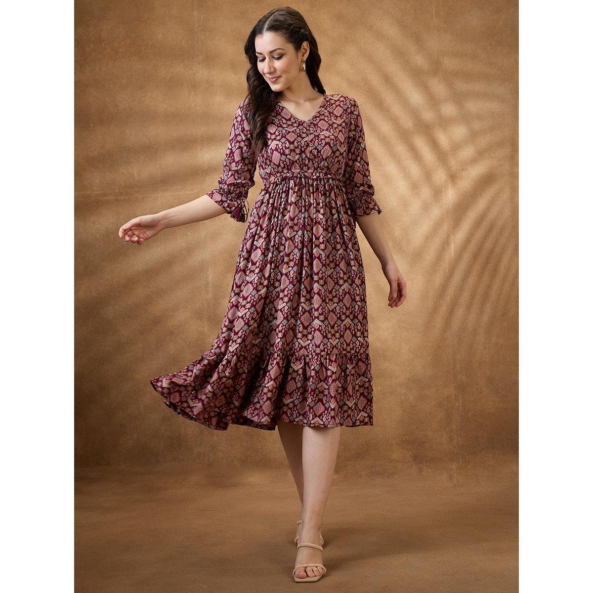 فستان ميدي بتفاصيل كشكش-women-clothing-dresses-image-1