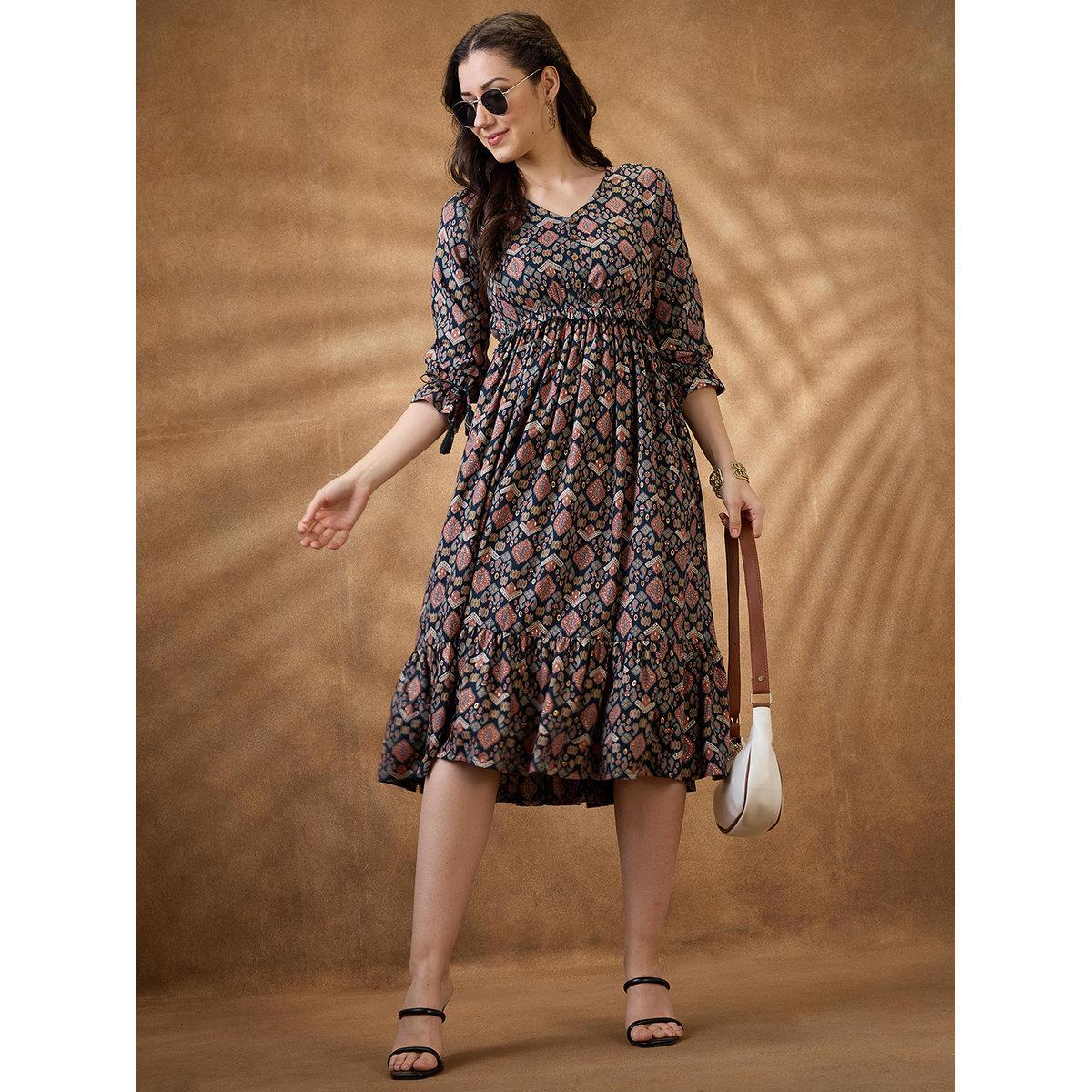 فستان ميدي بتفاصيل كشكش-women-clothing-dresses-image-1