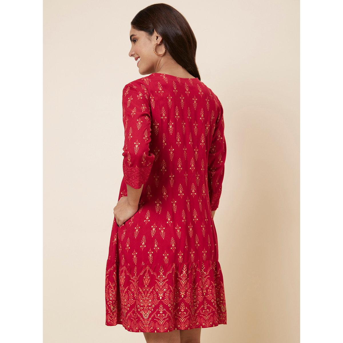 Globus X Styli Red Sequin Printed Mini Dress-women-clothing-dresses-image-3