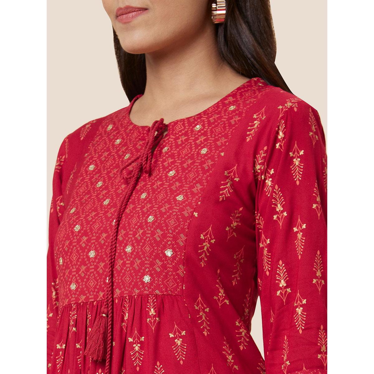 Globus X Styli Red Sequin Printed Mini Dress-women-clothing-dresses-image-5