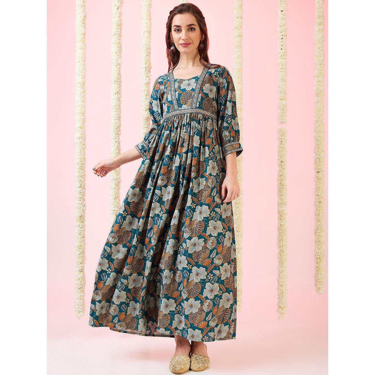 فستان طويل بطبعة زهور-women-clothing-dresses-image-1