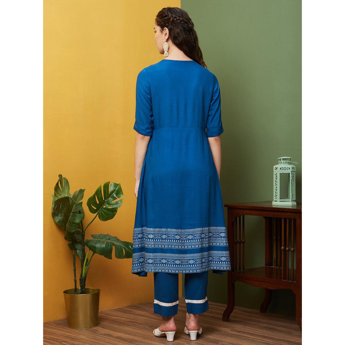 طقم منسق من كورتا وبنطال-women-clothing-ethnicwear-kurtasets-image-3