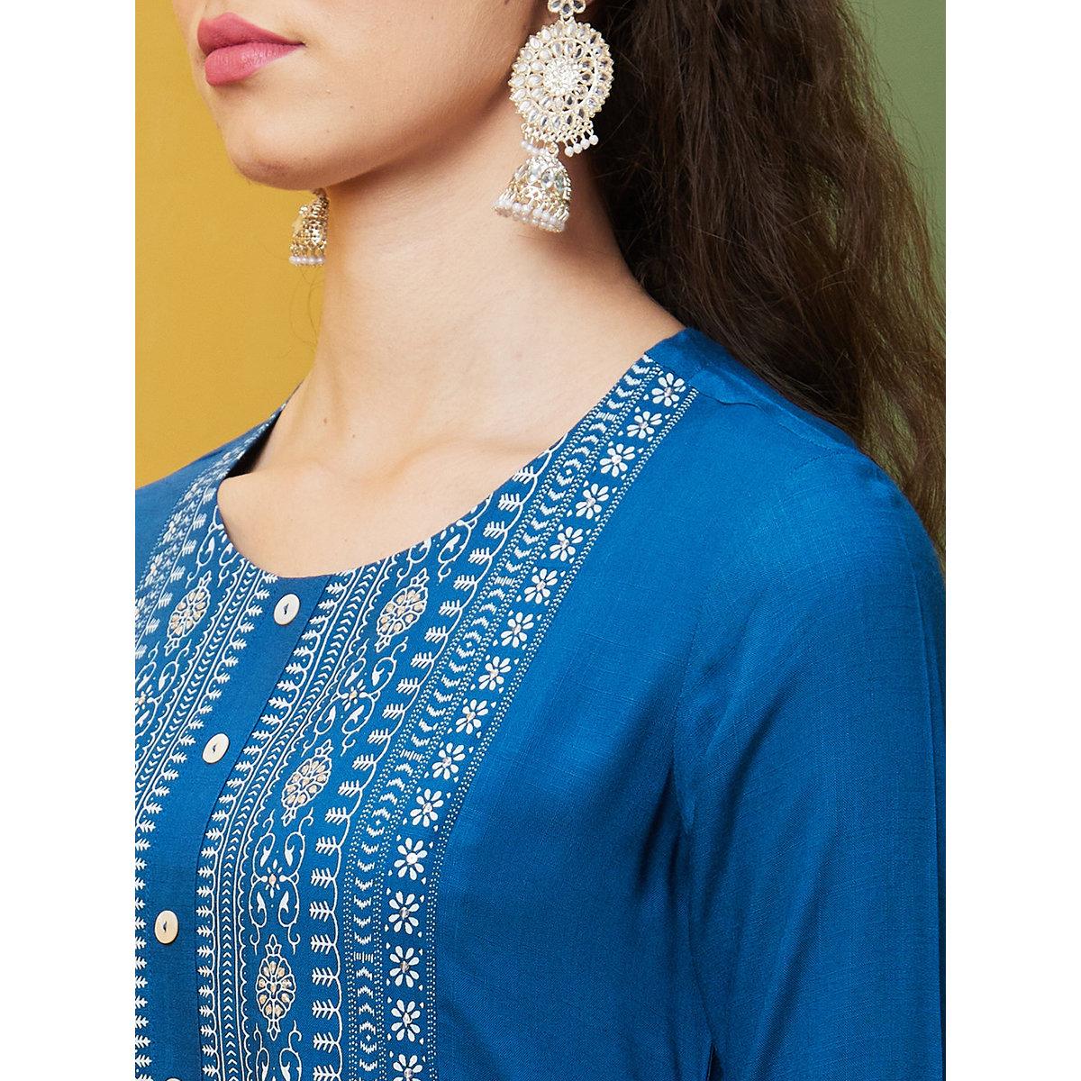 طقم منسق من كورتا وبنطال-women-clothing-ethnicwear-kurtasets-image-4