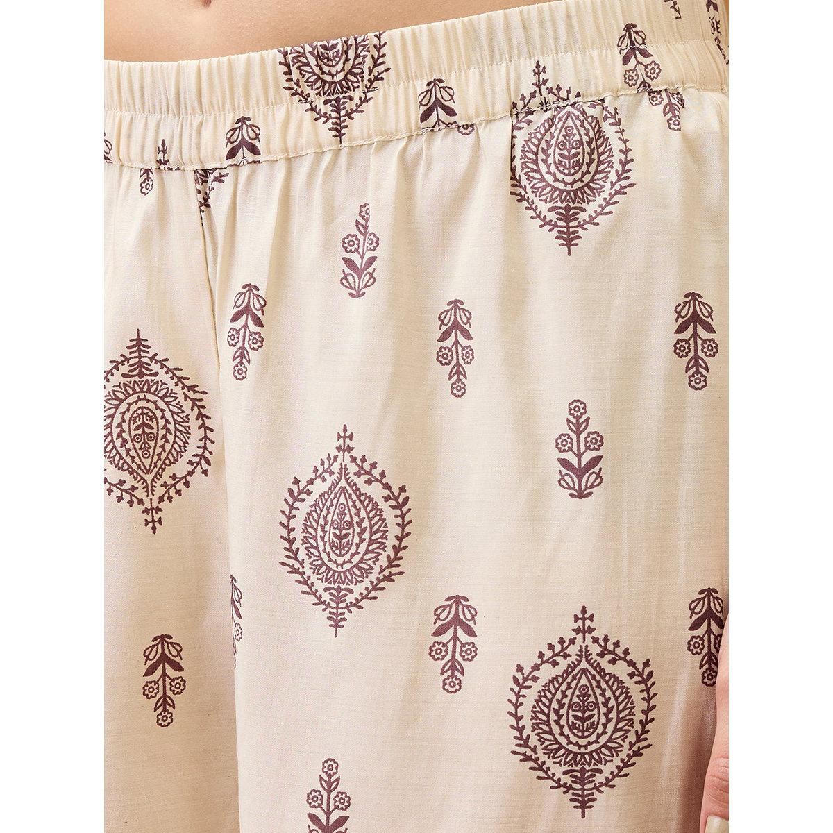 طقم من بنطال وكورتا بطباعة وقصة بحافة واسعة-women-clothing-ethnicwear-kurtasets-image-5