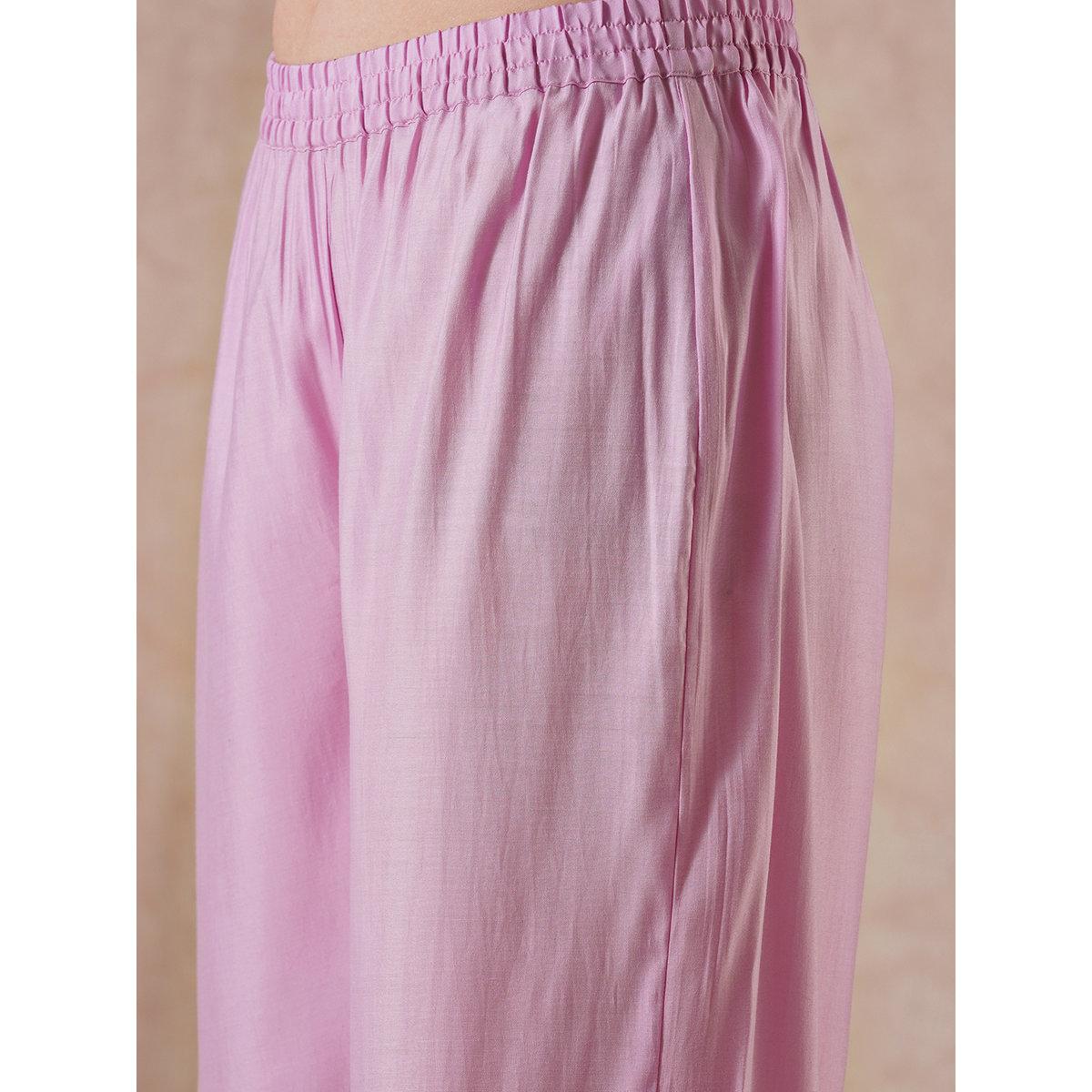 Globus X Styli Pink High-Low Hem Kurta and Pants Set-women-clothing-ethnicwear-kurtasets-image-5