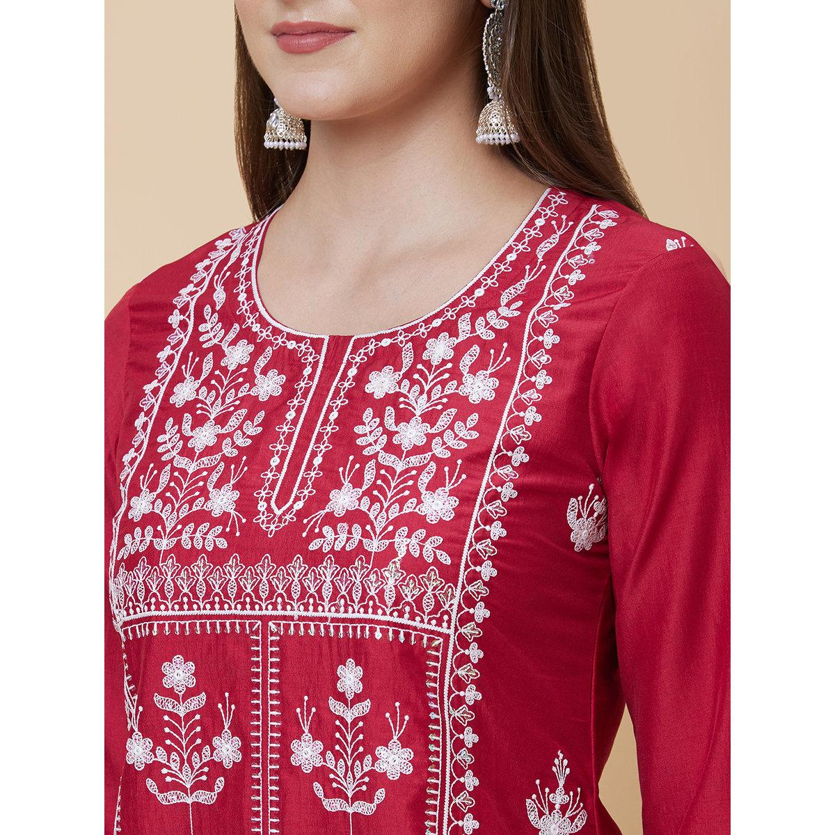كورتا بقصة مُستقيمة وتفاصيل مُطرزة-women-clothing-ethnicwear-kurtas-image-5