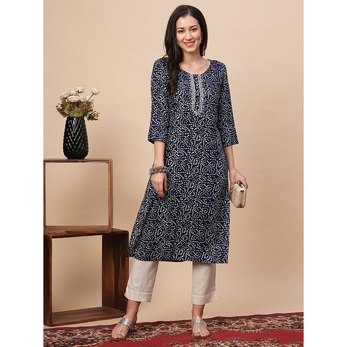 كورتا بقصة مستقيمة-women-clothing-ethnicwear-kurtas-image-1